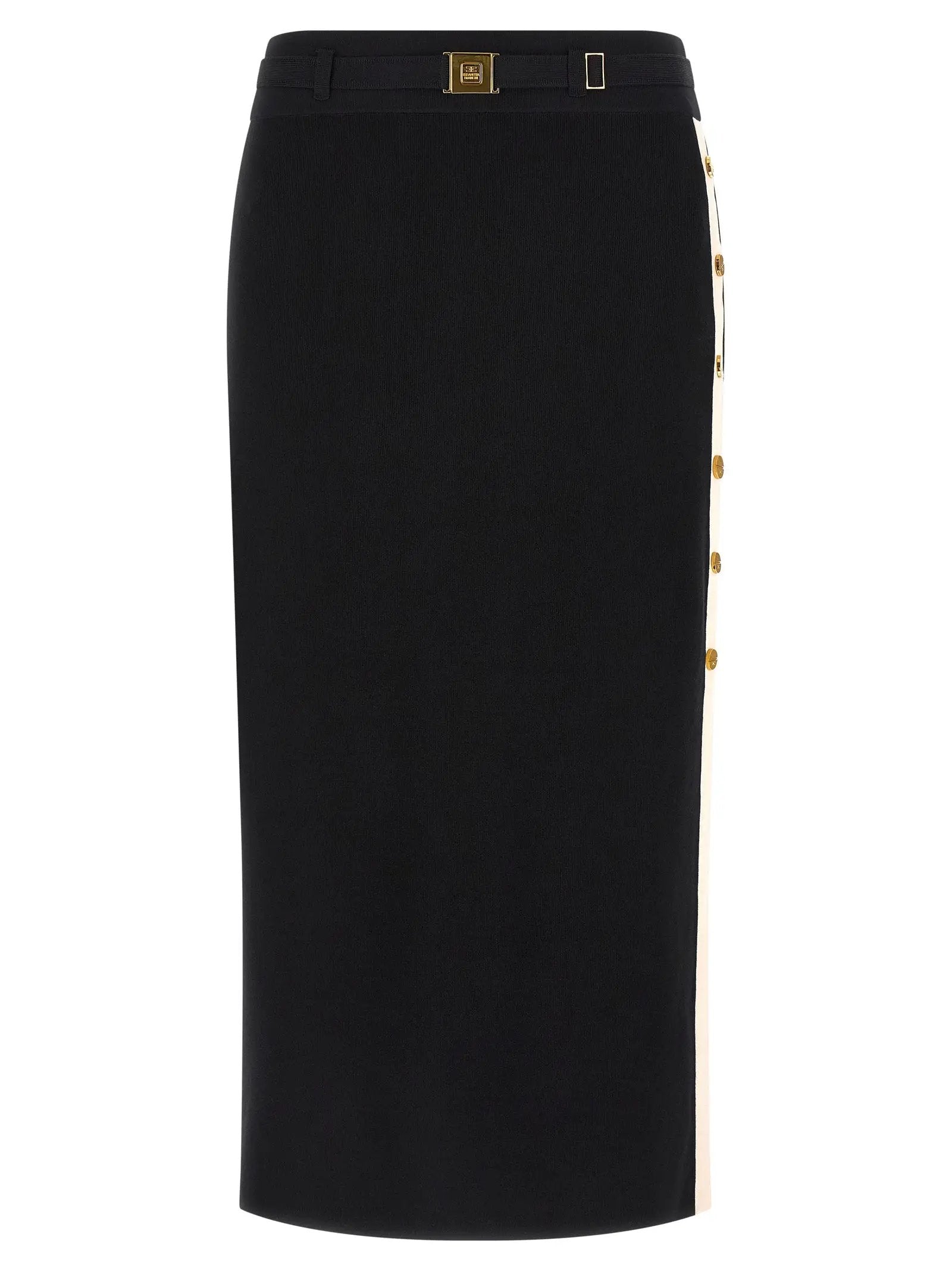 Elisabetta Franchi Black Viscose Midi Skirt