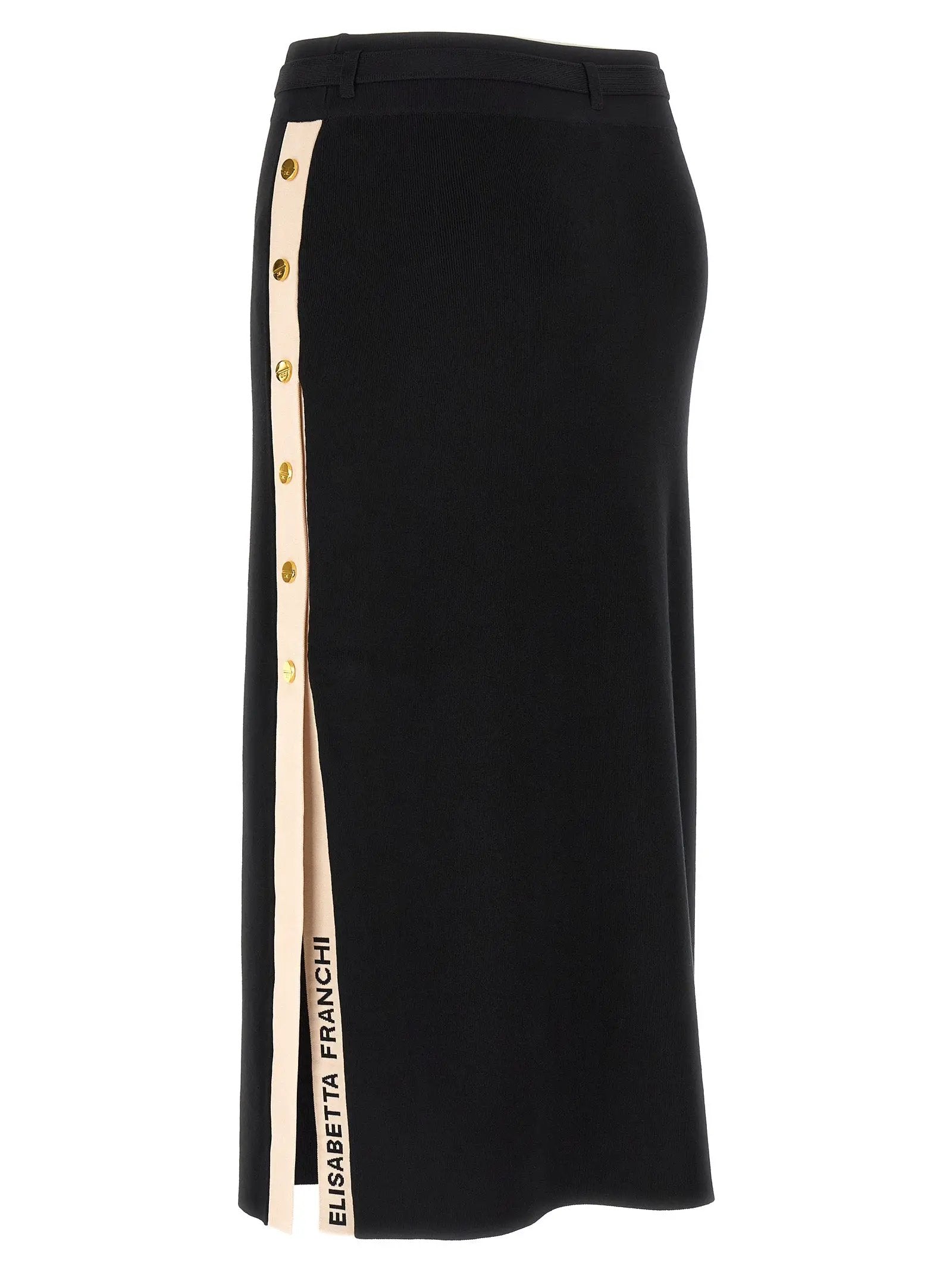 Elisabetta Franchi Black Viscose Midi Skirt