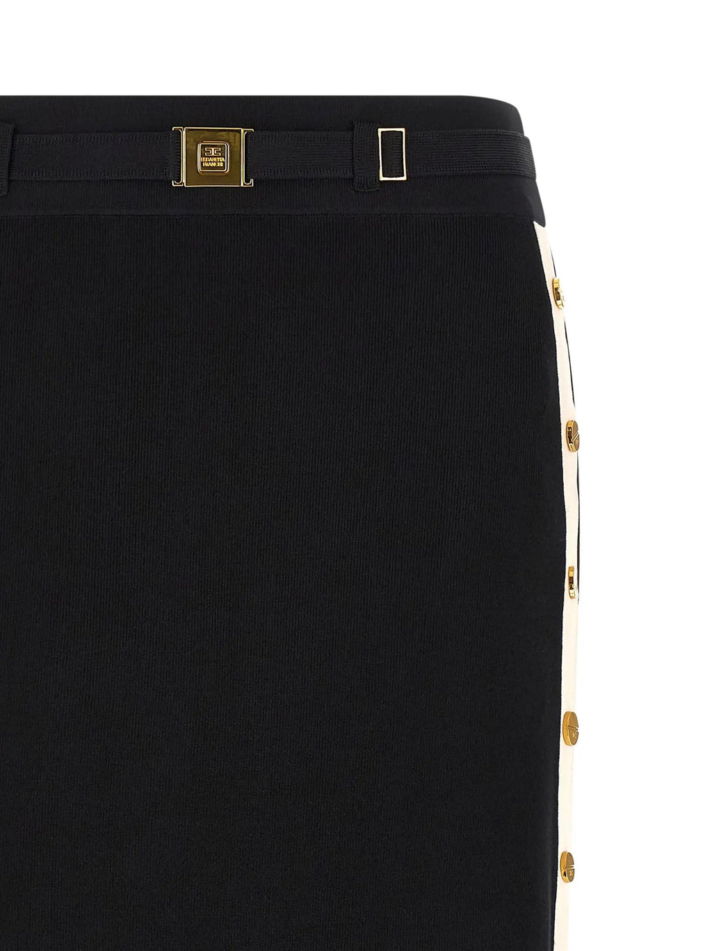 Elisabetta Franchi Black Viscose Midi Skirt