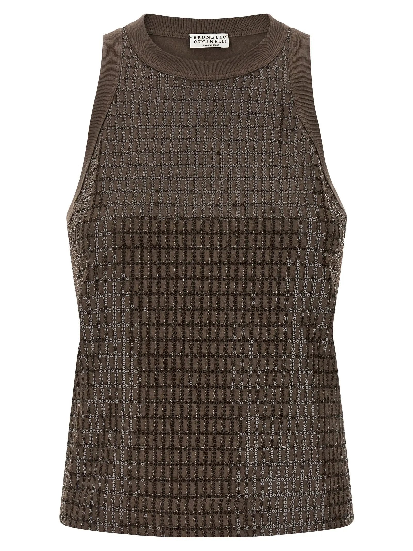 Brunello Cucinelli Brown Cotton Tank Tops