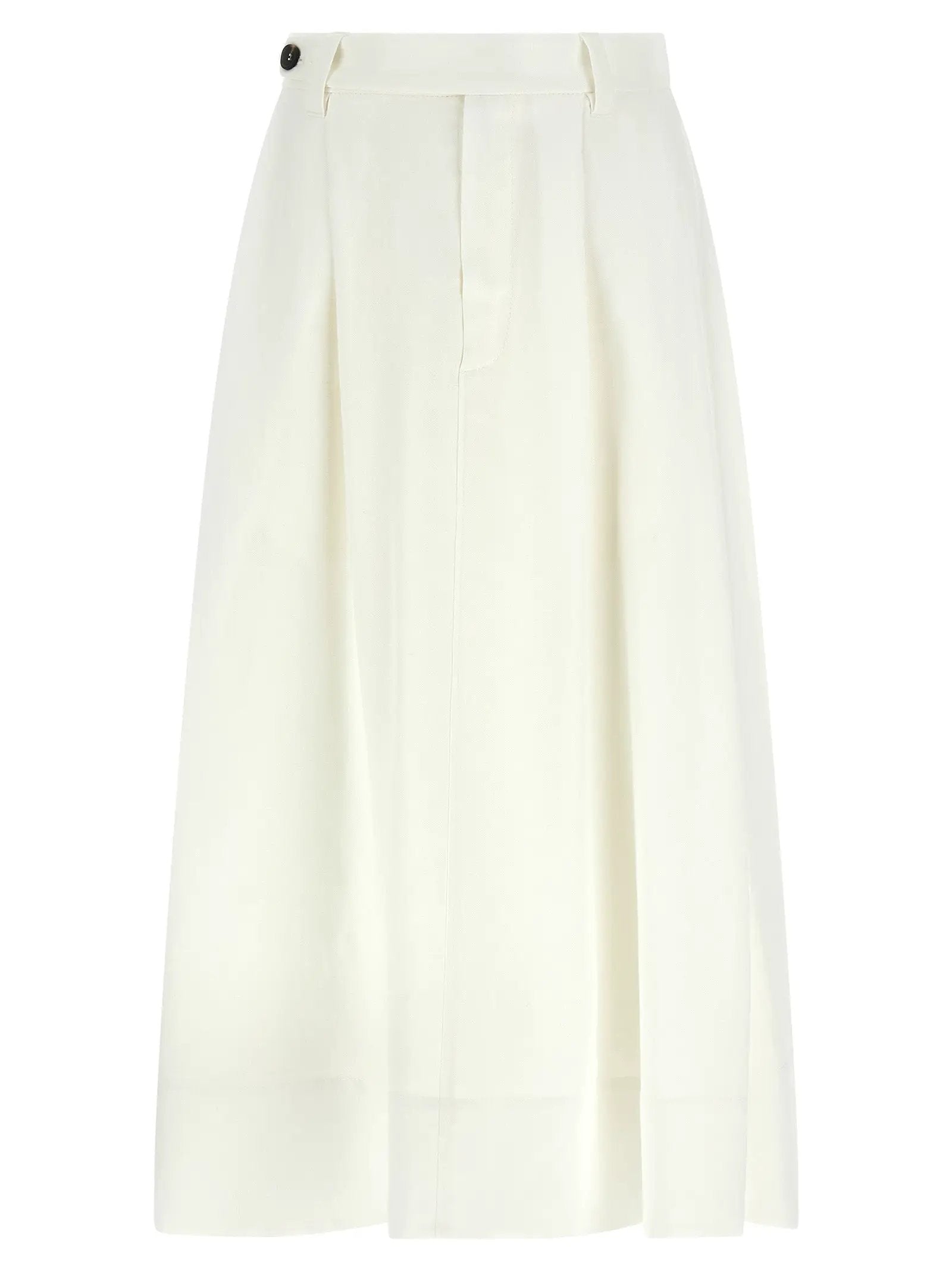 Brunello Cucinelli White Viscose Midi Skirt