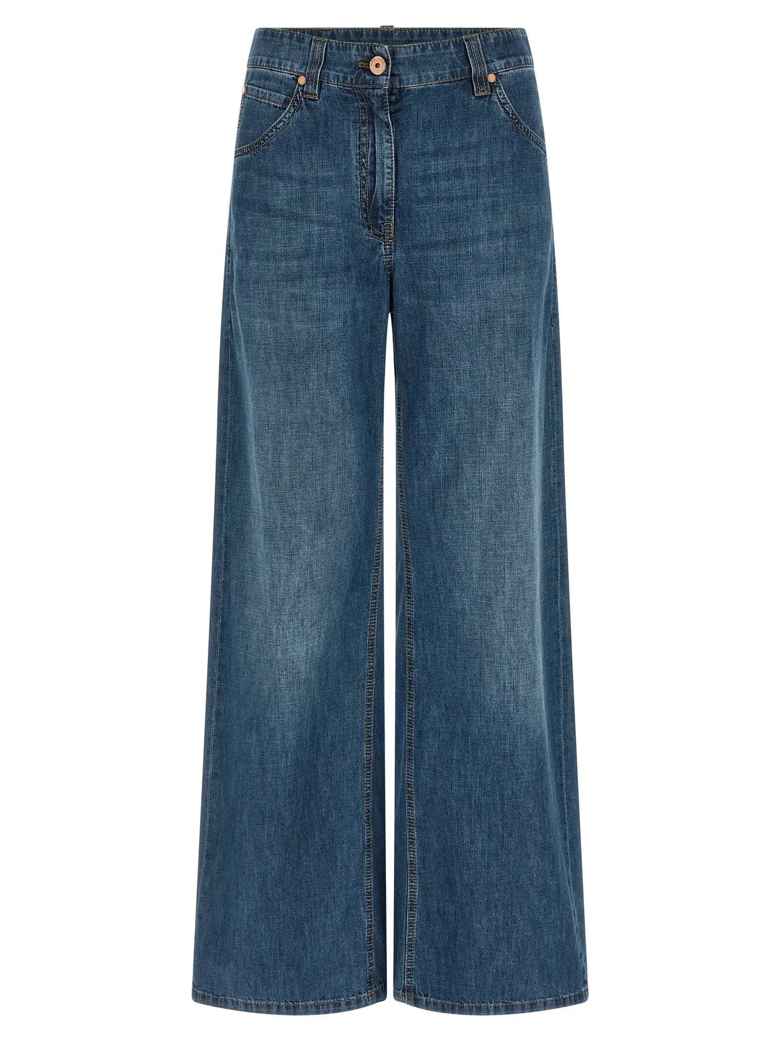 Brunello Cucinelli Blue Cotton Relaxed Fit Jeans