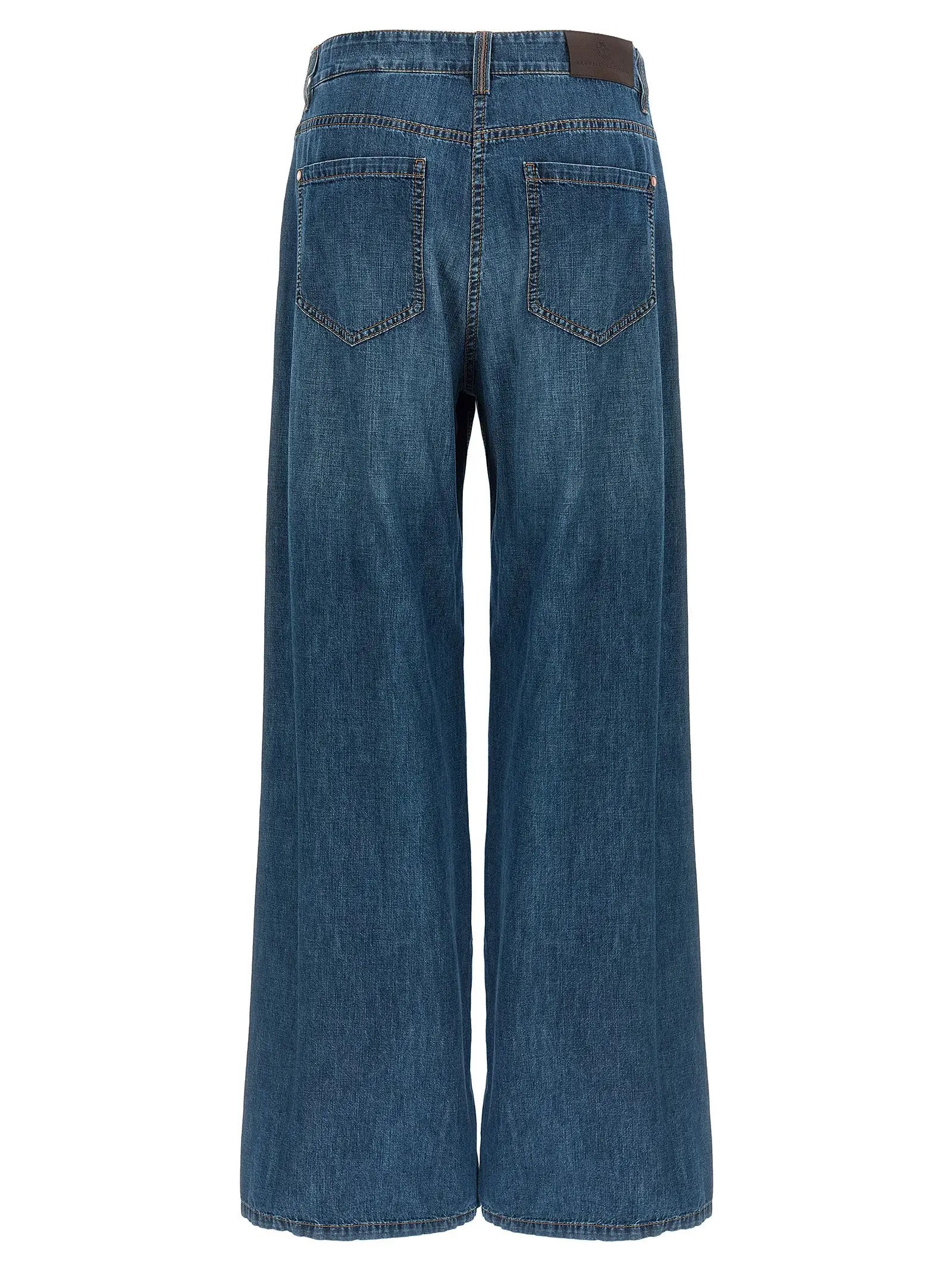 Brunello Cucinelli Blue Cotton Relaxed Fit Jeans