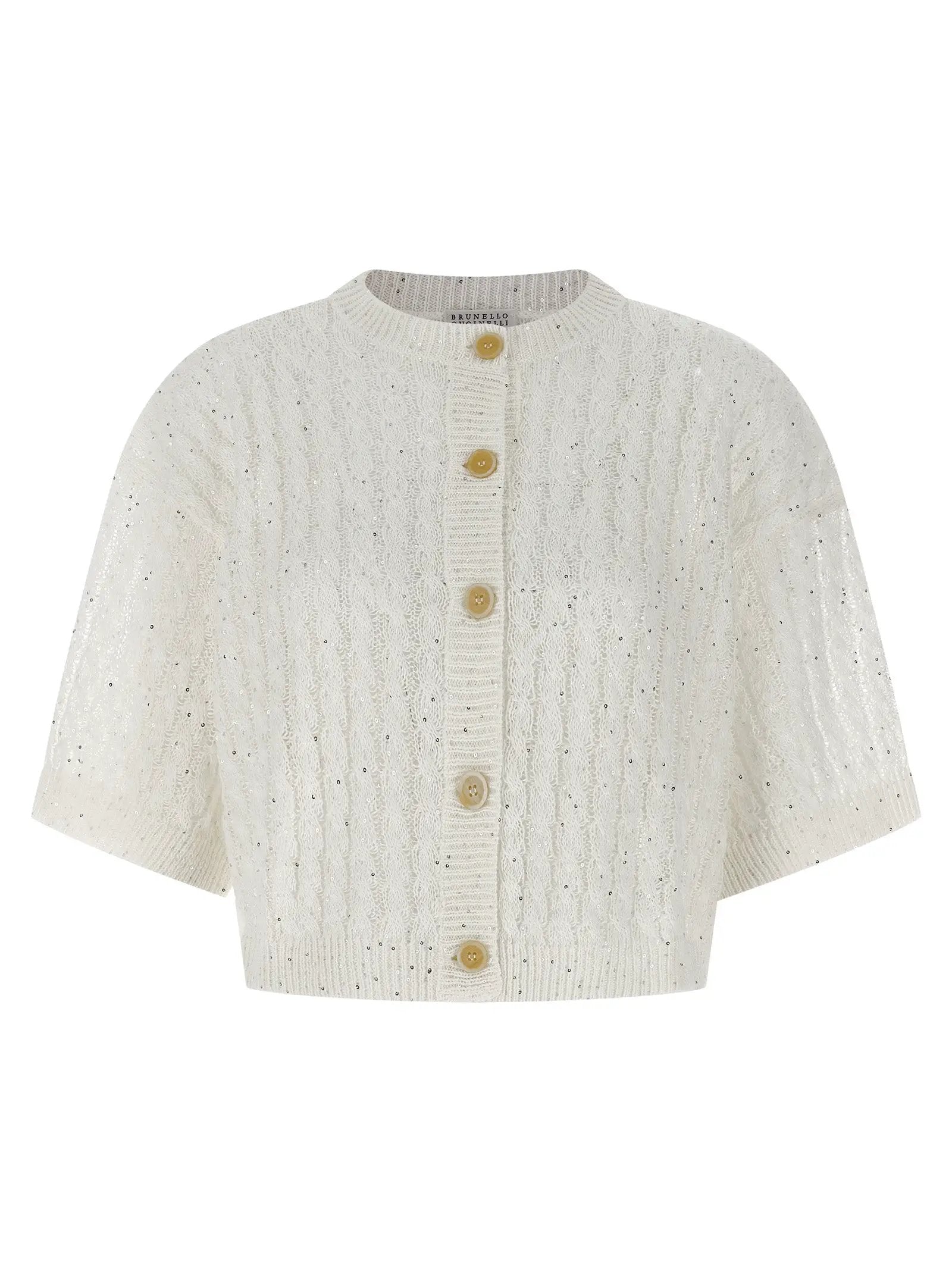 Brunello Cucinelli White Linen Cardigan