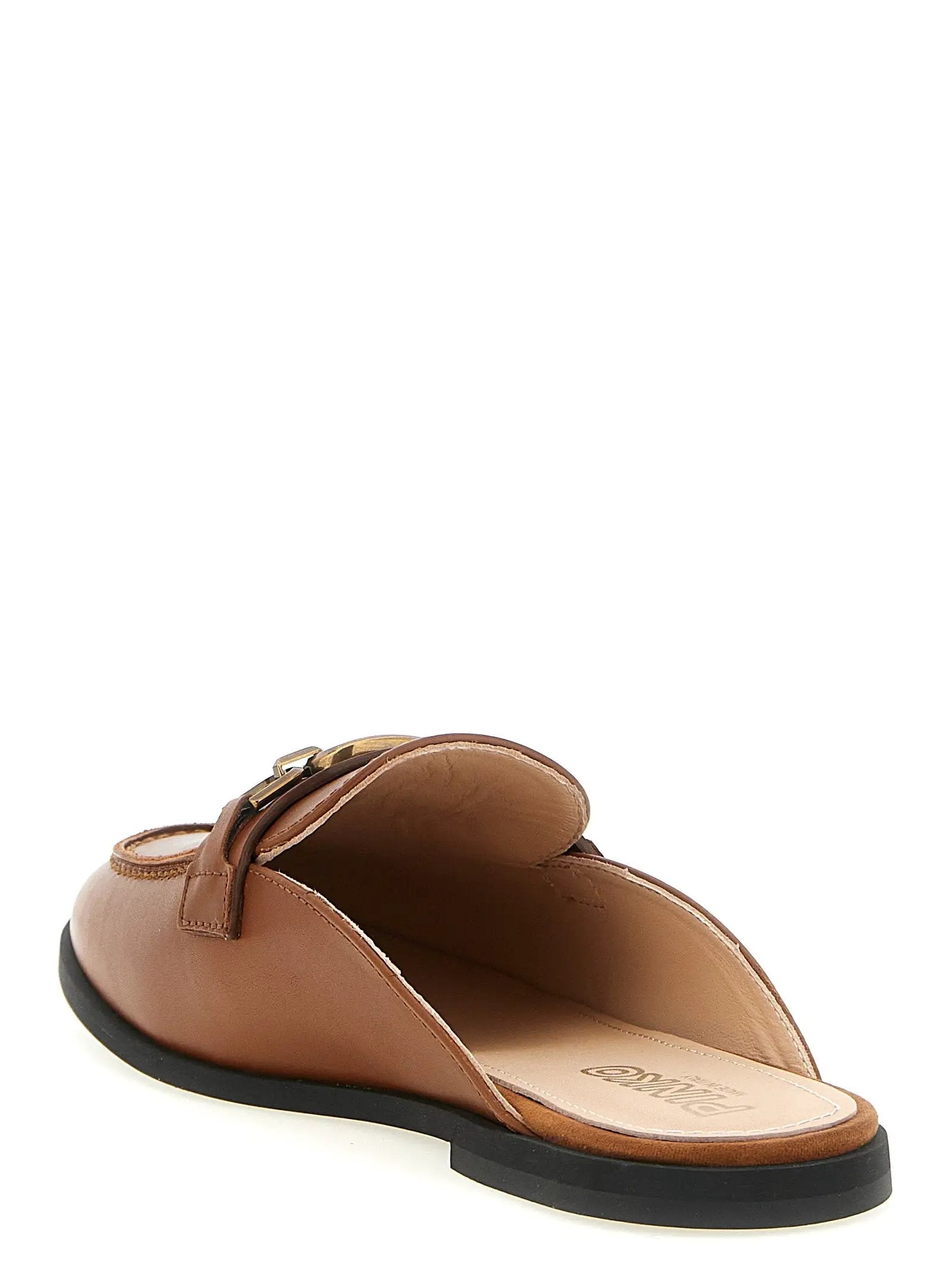 PINKO Brown Calfskin Flats