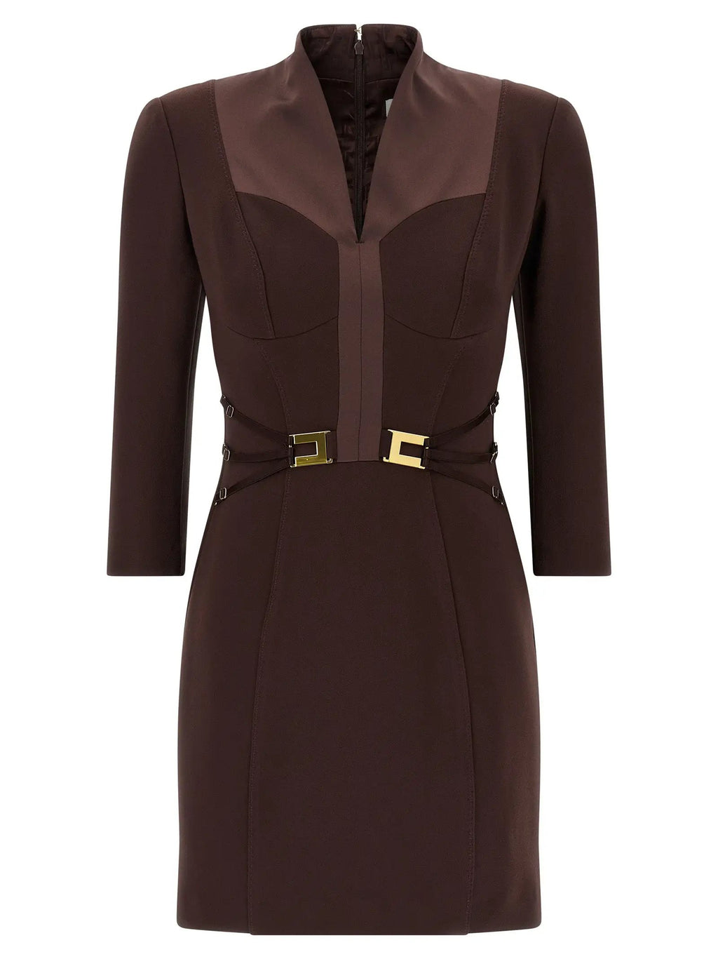 Elisabetta Franchi Brown Polyester Short Dress