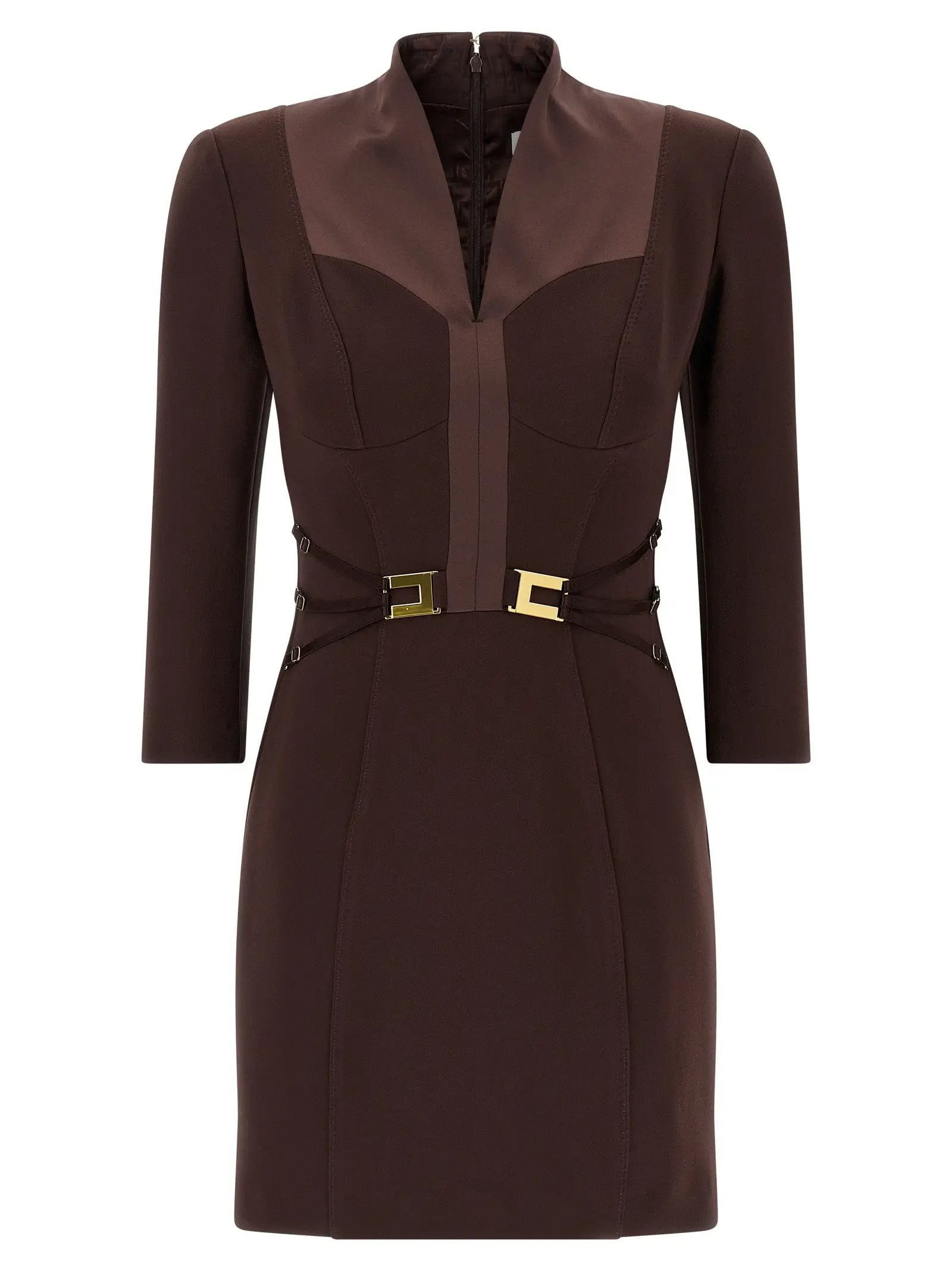 Elisabetta Franchi Brown Polyester Short Dress