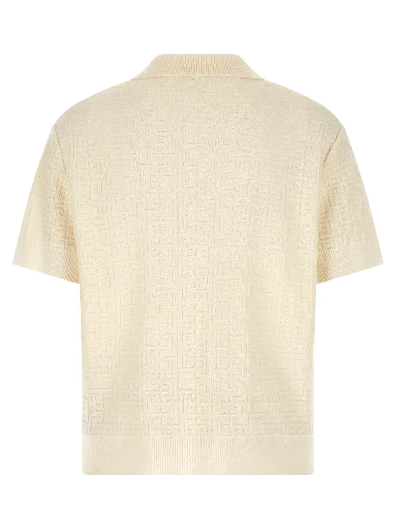 Balmain White Wool Polo Shirt
