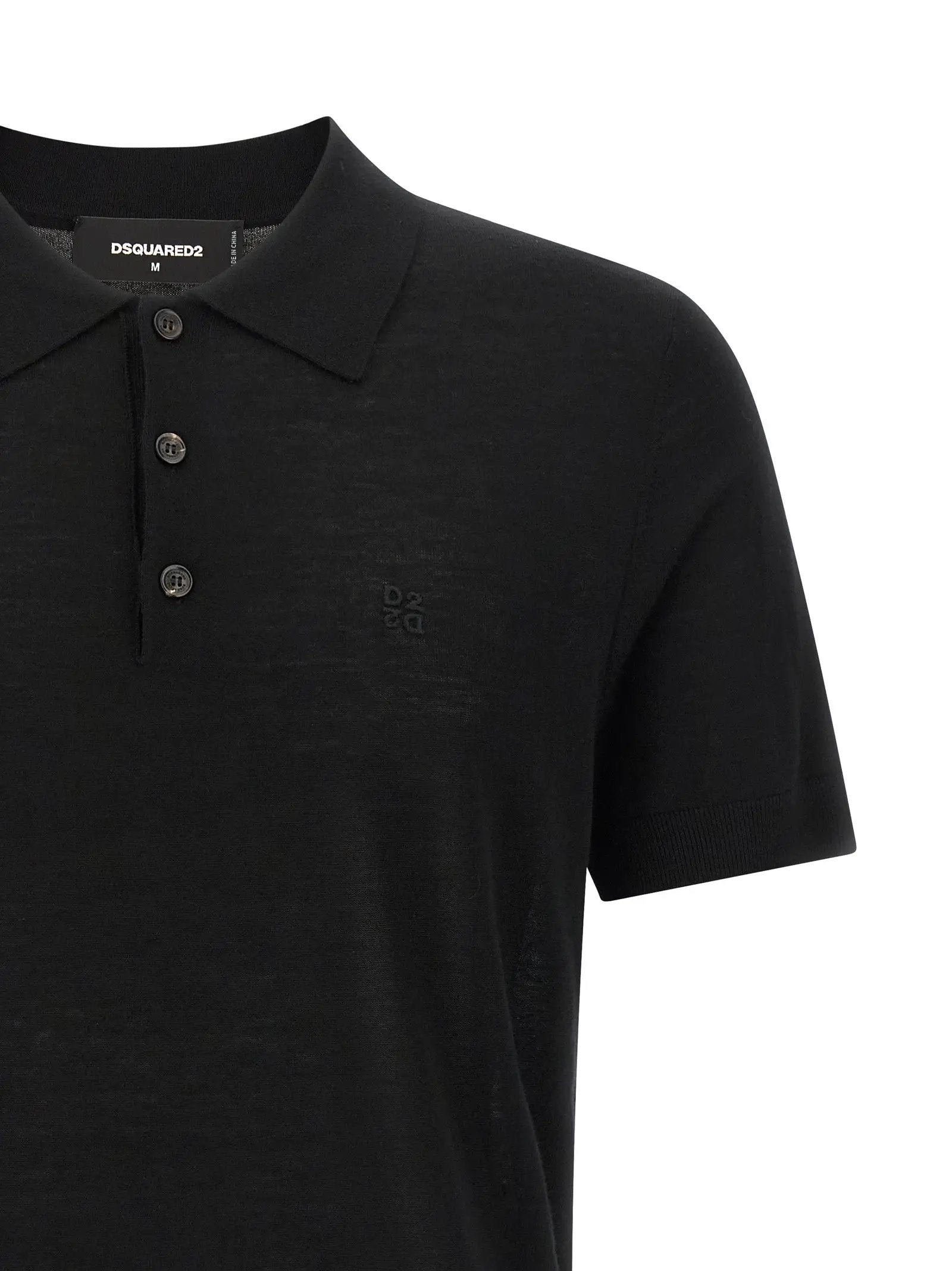 Dsquared² Black Wool Polo Shirt