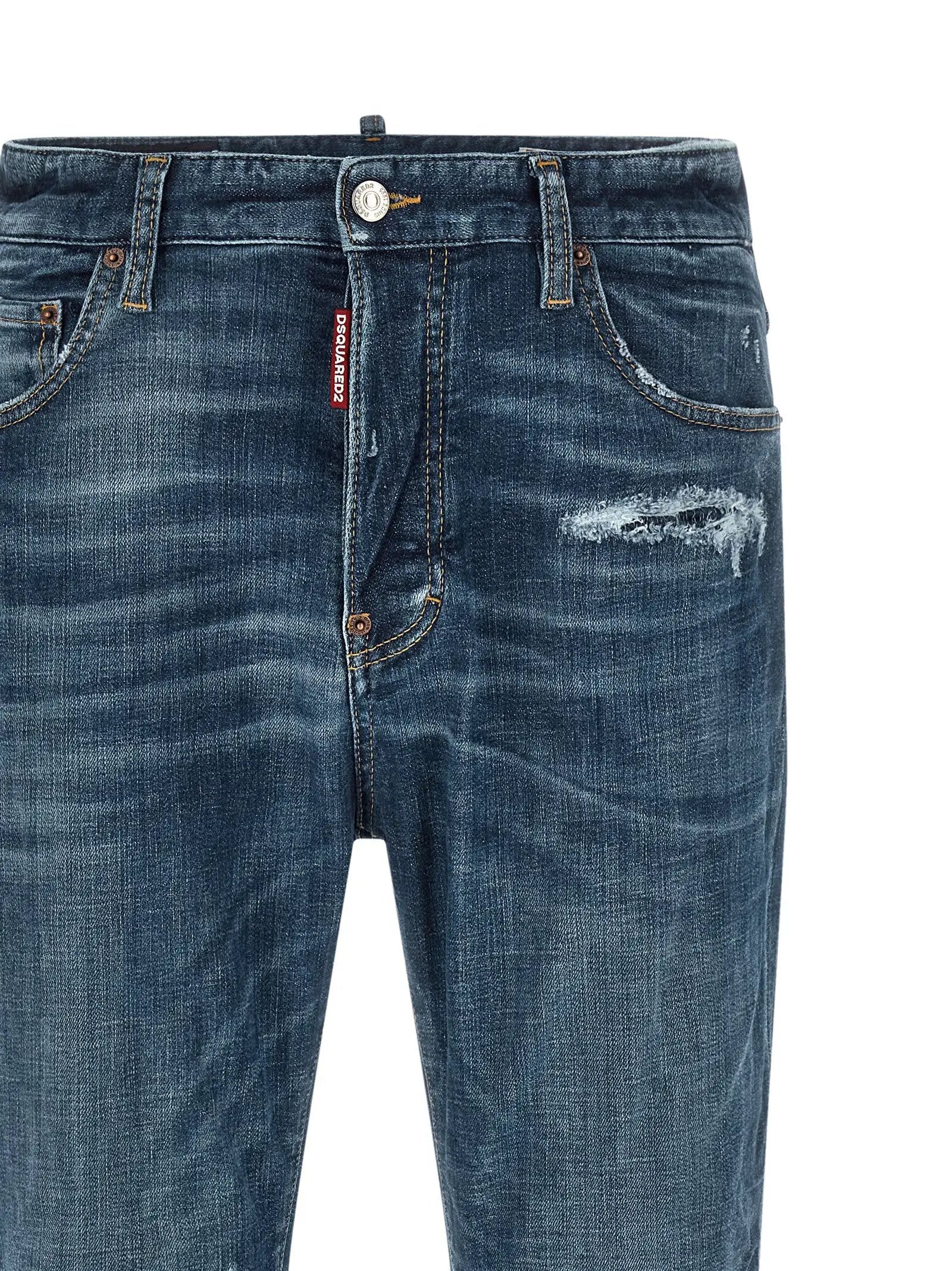 Dsquared² Blue Cotton Straight-Leg Jeans
