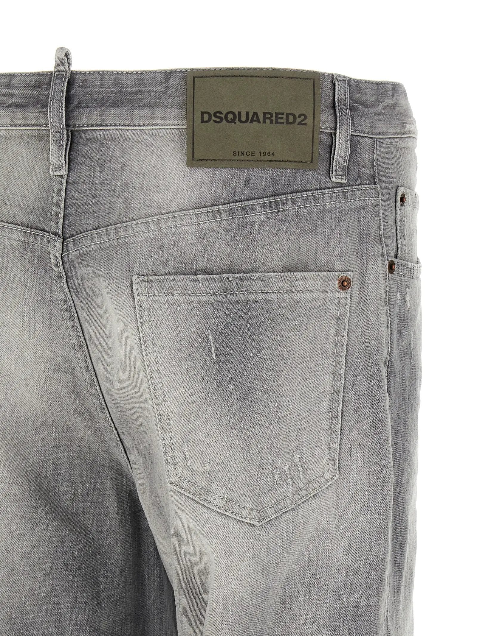 Dsquared² Gray Cotton Straight-Leg Jeans