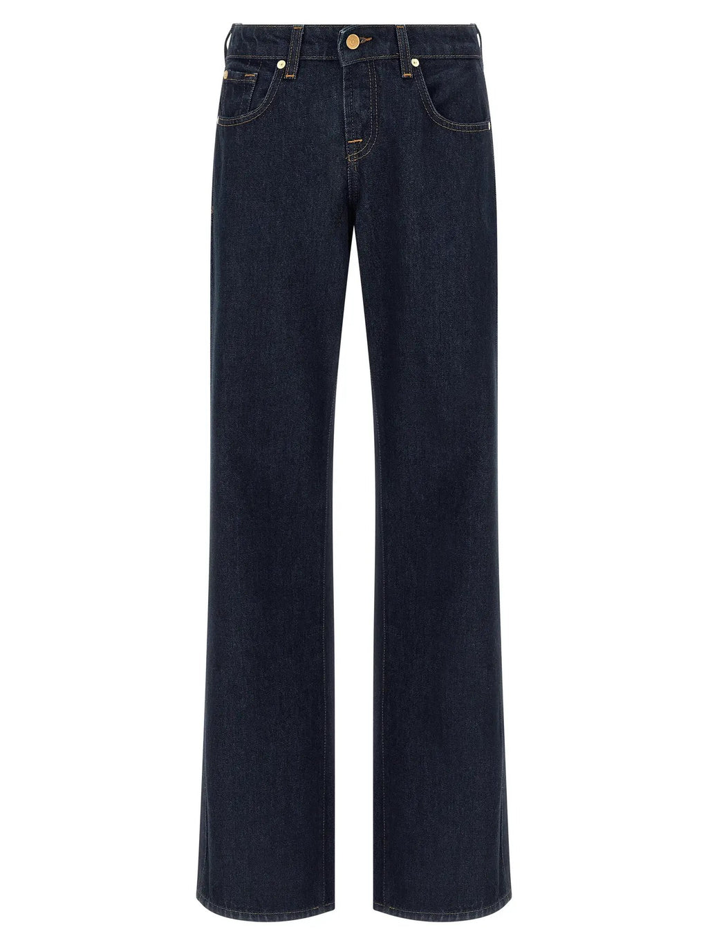 7 For All Mankind Blue Cotton Straight-Leg Jeans