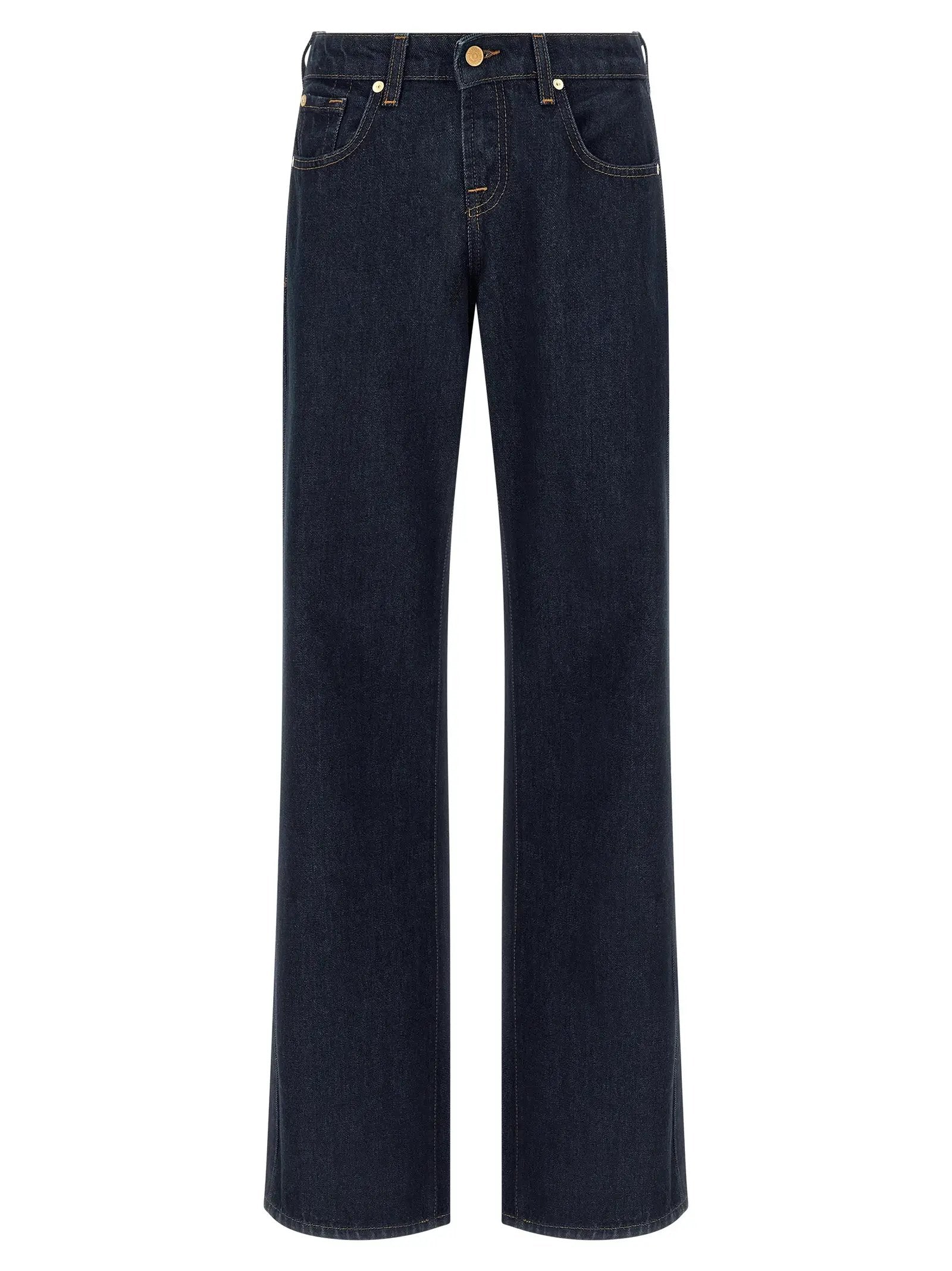 7 For All Mankind Blue Cotton Straight-Leg Jeans