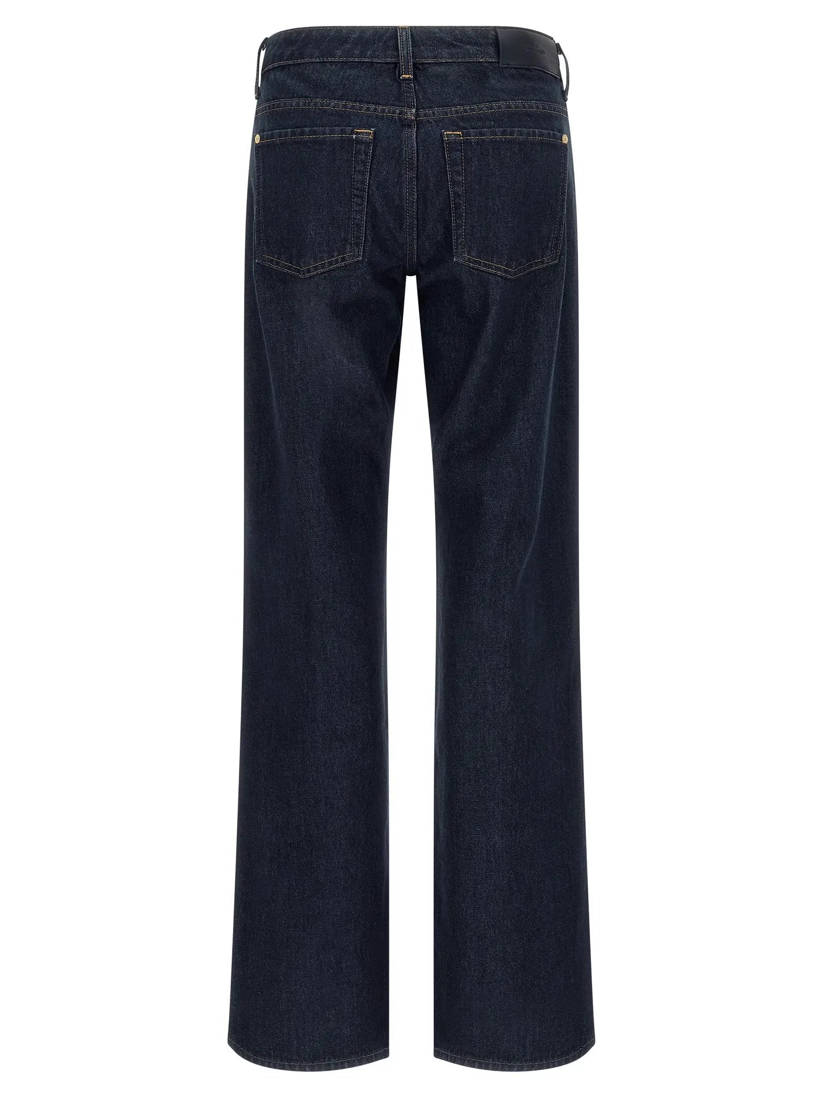 7 For All Mankind Blue Cotton Straight-Leg Jeans
