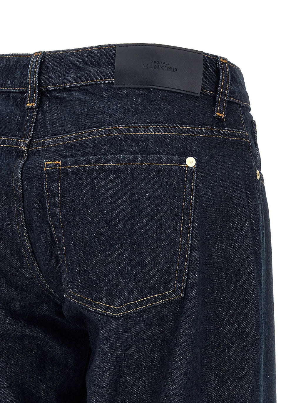 7 For All Mankind Blue Cotton Straight-Leg Jeans