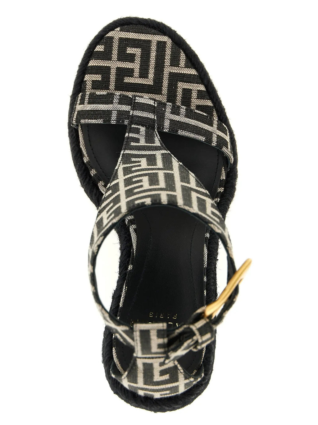 Balmain Black Polyester Wedge Sandals