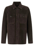 MooRER Brown Lamb Leather Leather Jacket