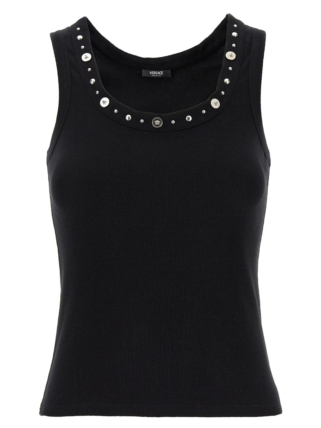 Versace Black Cotton Sleeveles T-Shirt