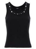 Versace Black Cotton Sleeveles T-Shirt