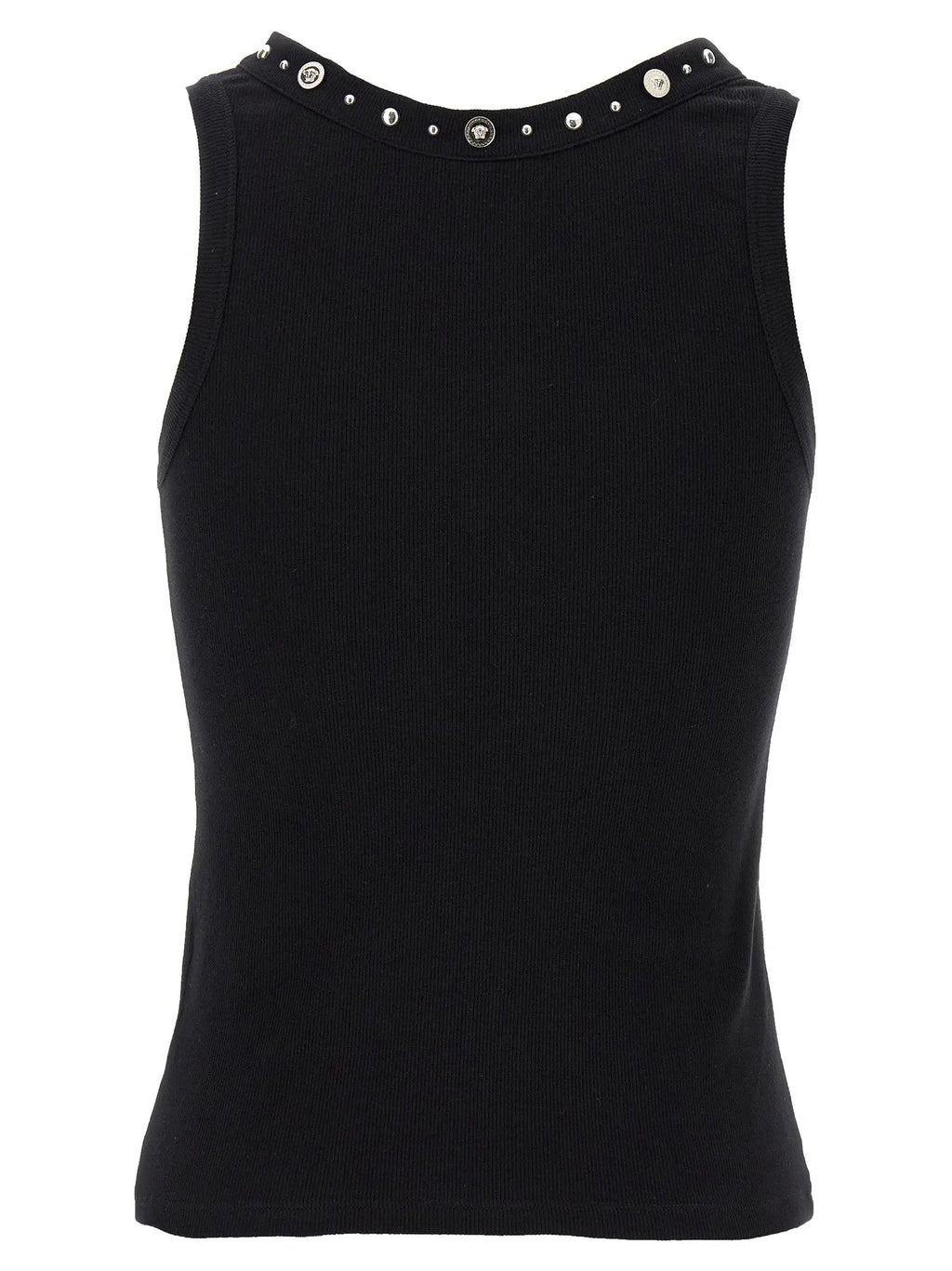 Versace Black Cotton Sleeveles T-Shirt