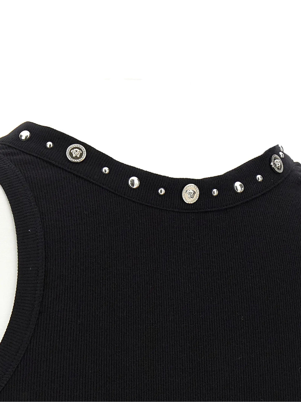Versace Black Cotton Sleeveles T-Shirt