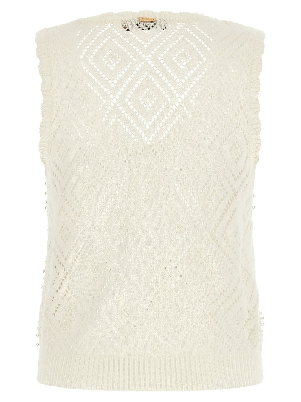 Twinset White Cotton Sleeveles T-Shirt