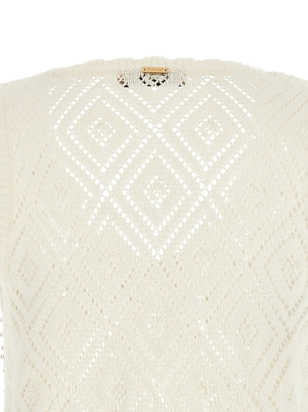 Twinset White Cotton Sleeveles T-Shirt