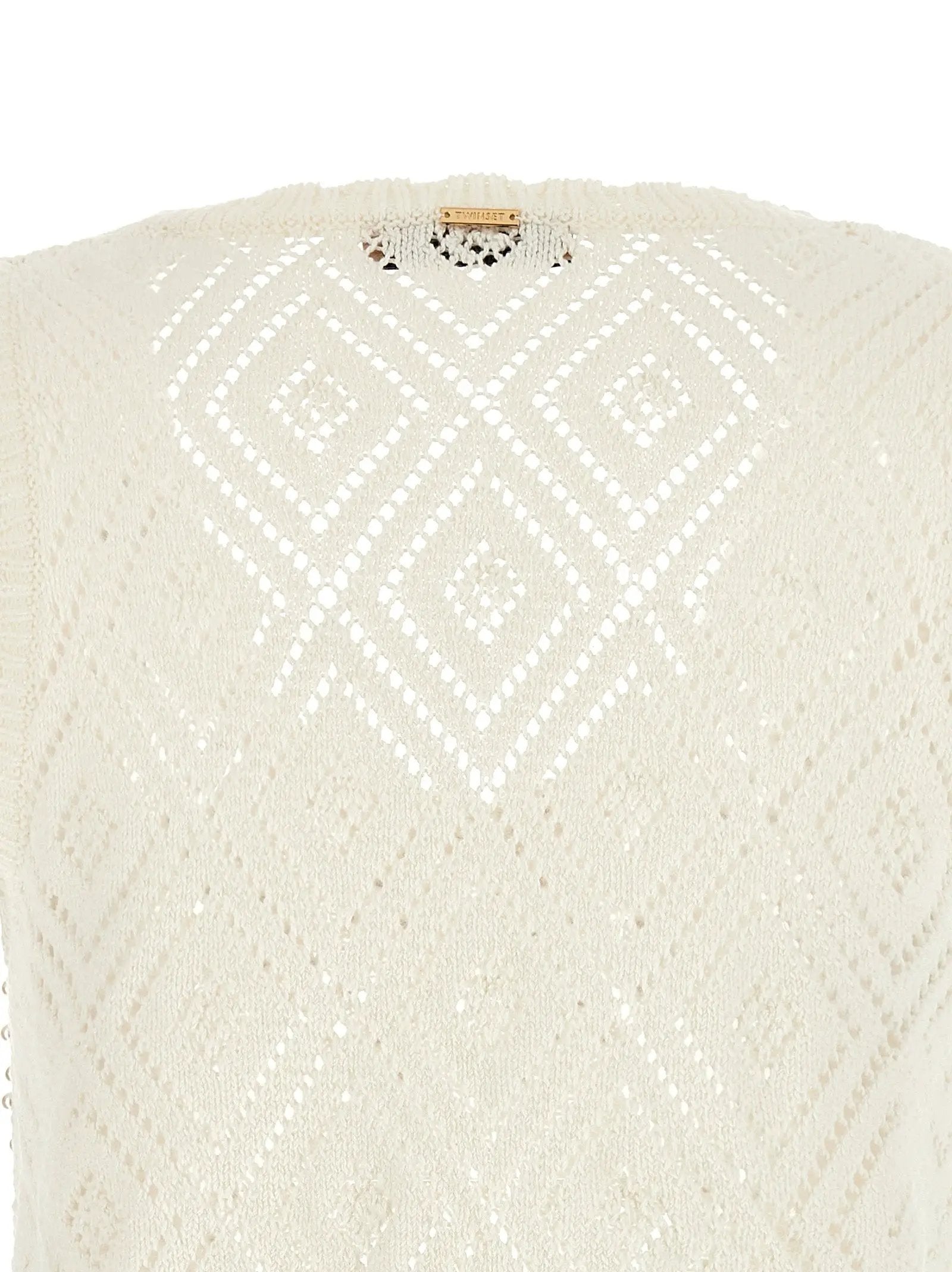 Twinset White Cotton Sleeveles T-Shirt