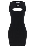 Off-White Bicolor Cotton Short Dress