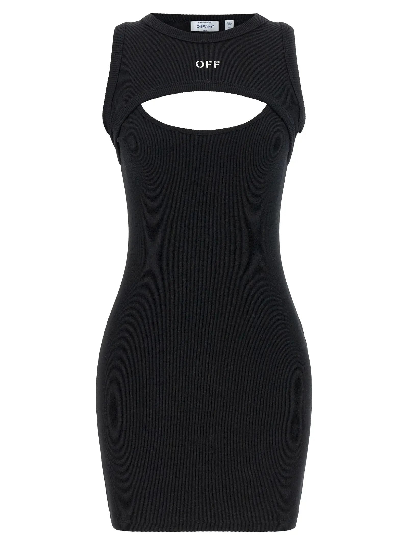 Off-White Bicolor Cotton Short Dress
