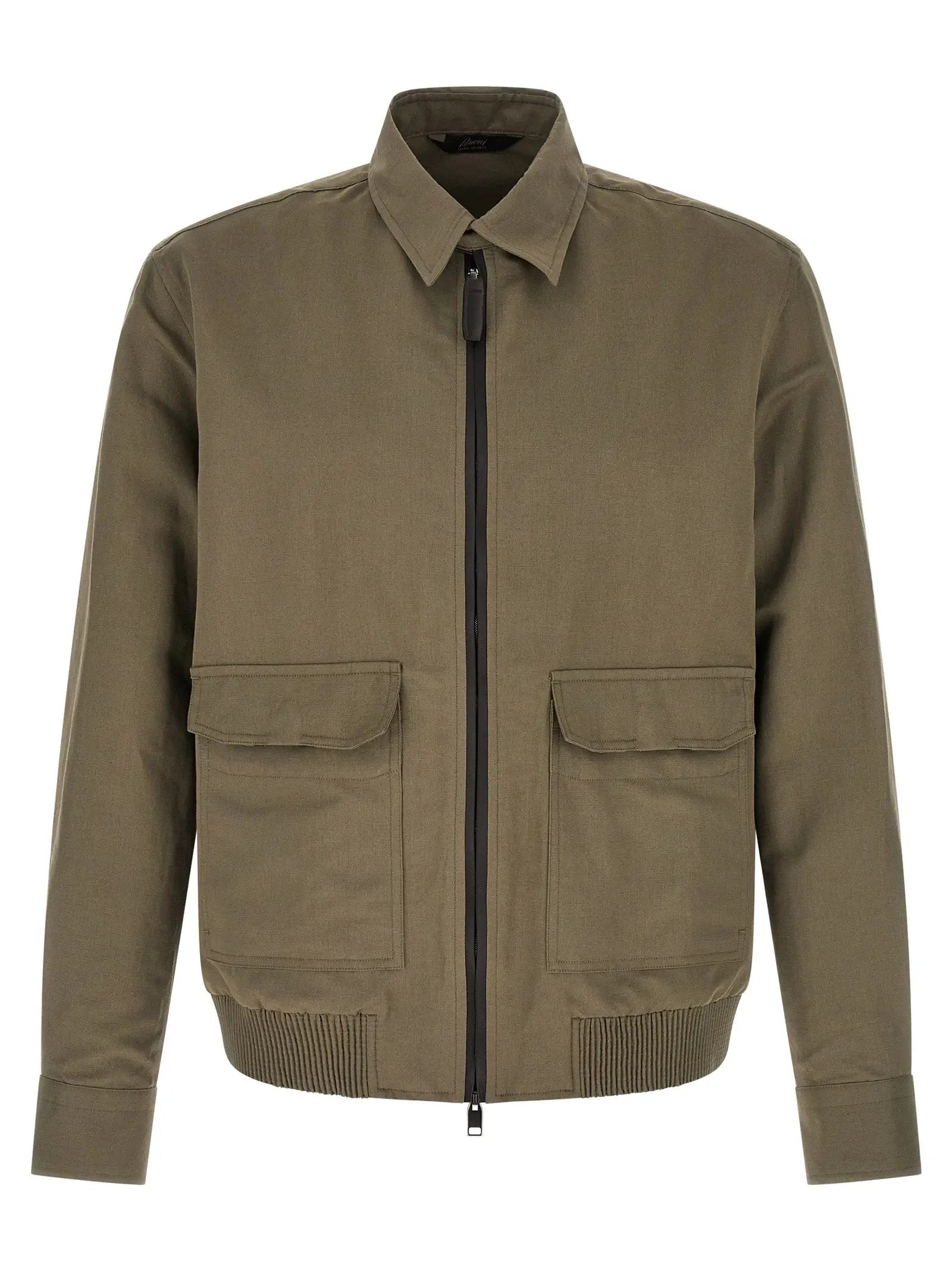 Brioni Bicolor Linen Full-Length Jacket