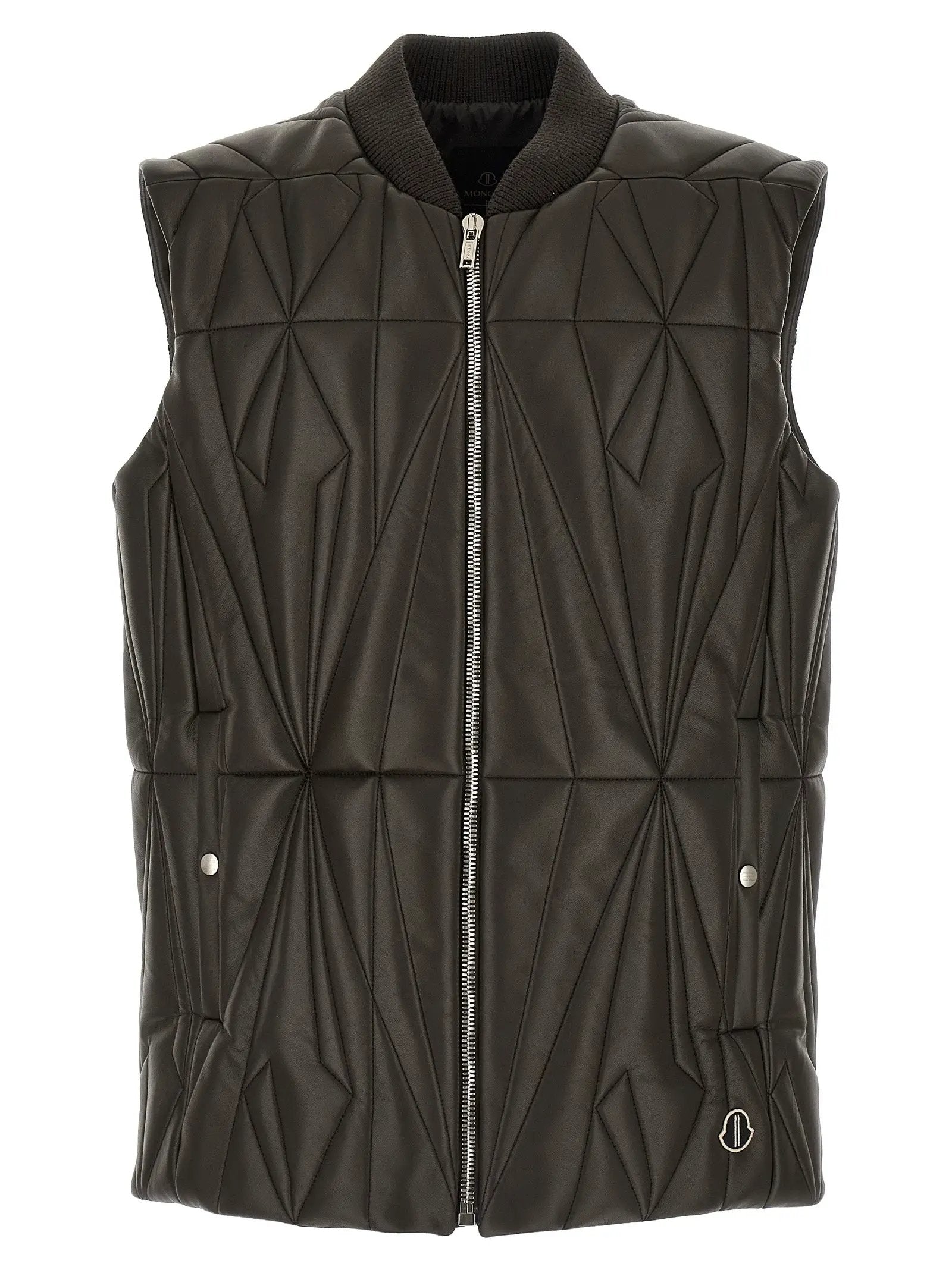 Rick Owens Brown Lamb Leather Sleeveless Jacket