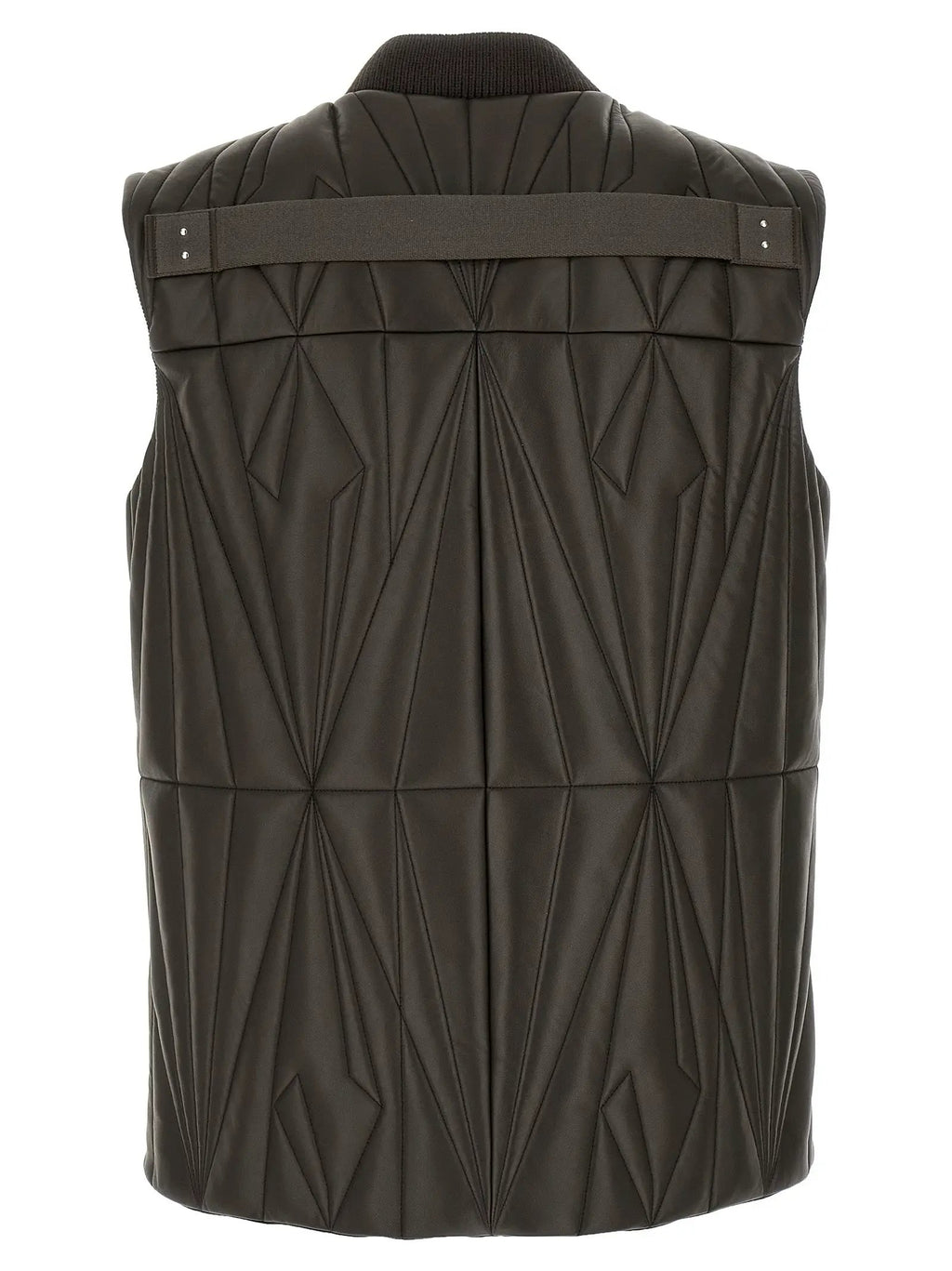 Rick Owens Brown Lamb Leather Sleeveless Jacket