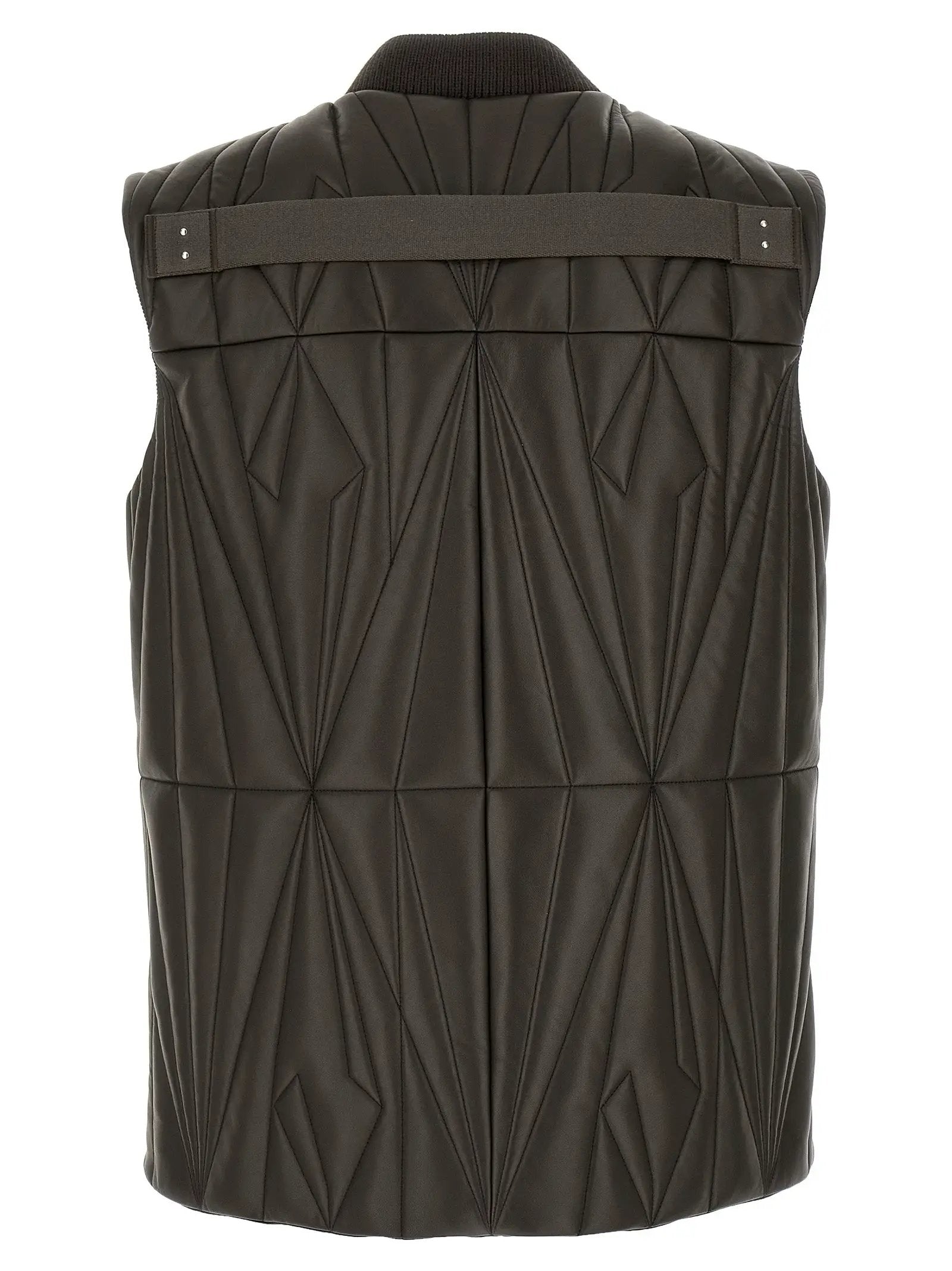 Rick Owens Brown Lamb Leather Sleeveless Jacket