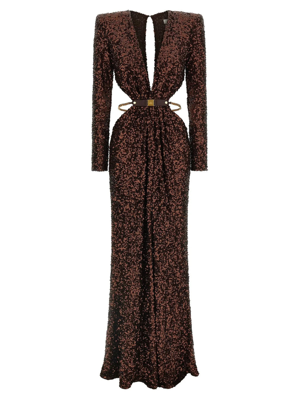 Elisabetta Franchi Brown Polyester Long Dress