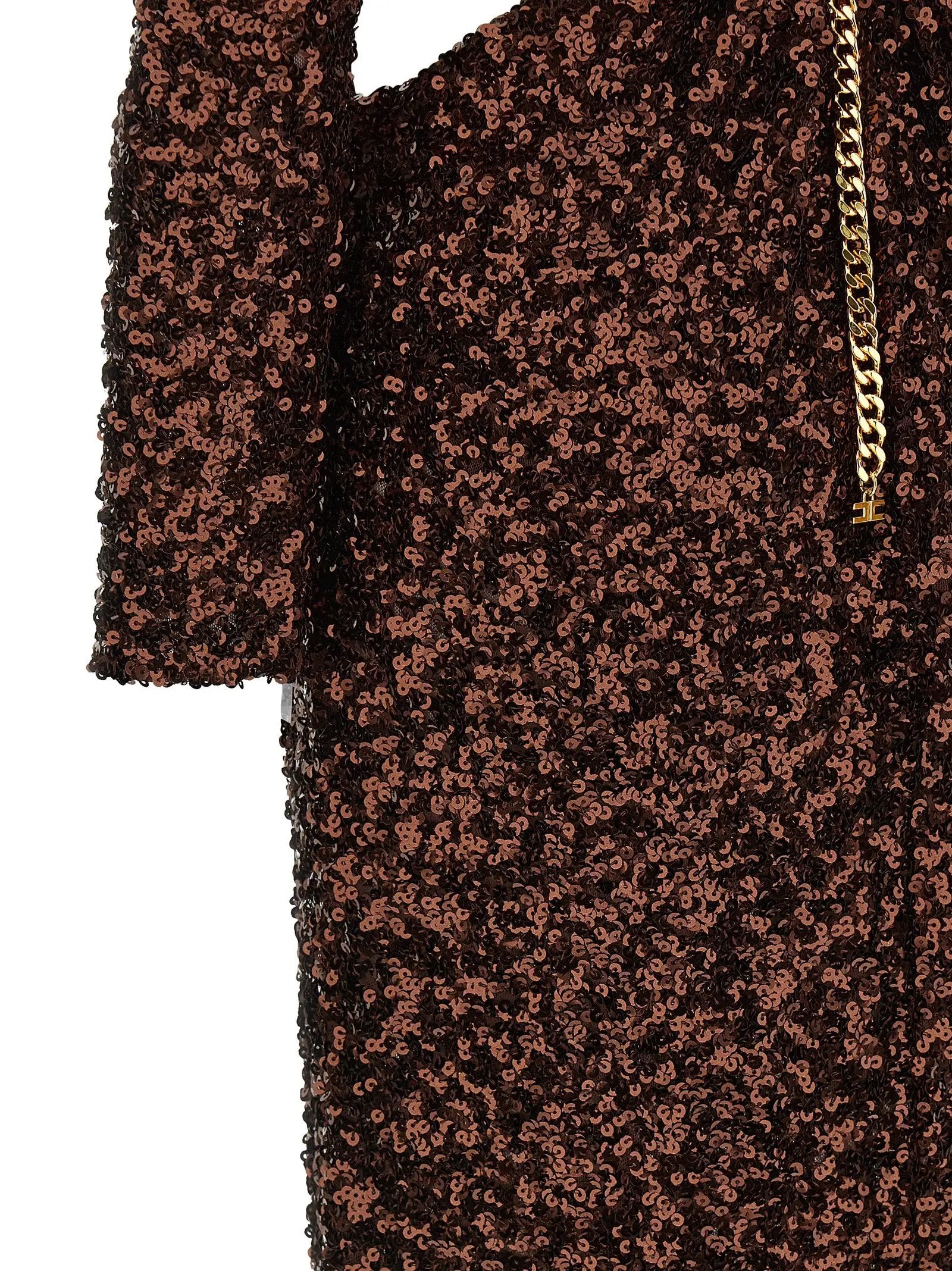 Elisabetta Franchi Brown Polyester Long Dress