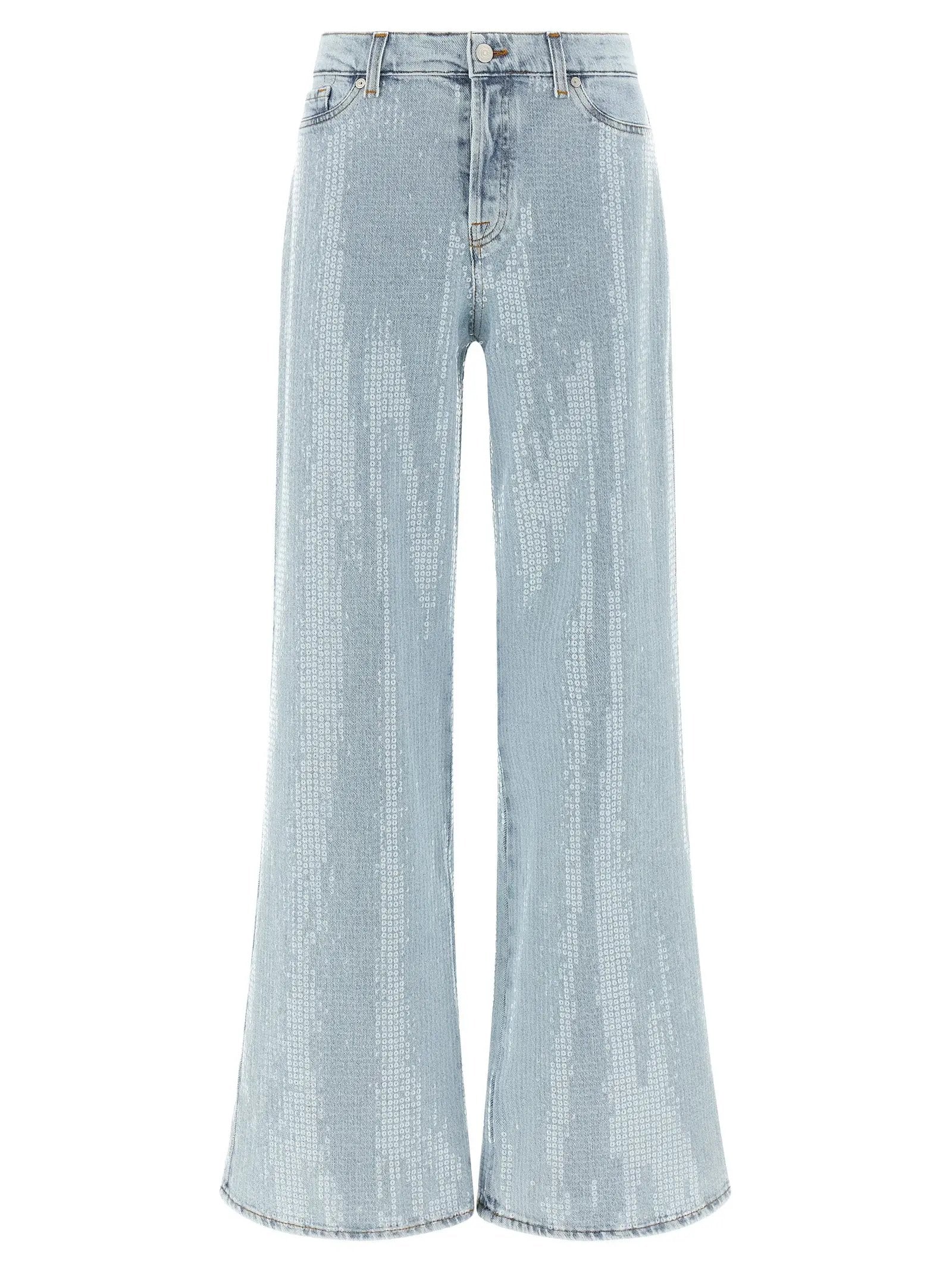 7 For All Mankind Blue Cotton Flared Jeans
