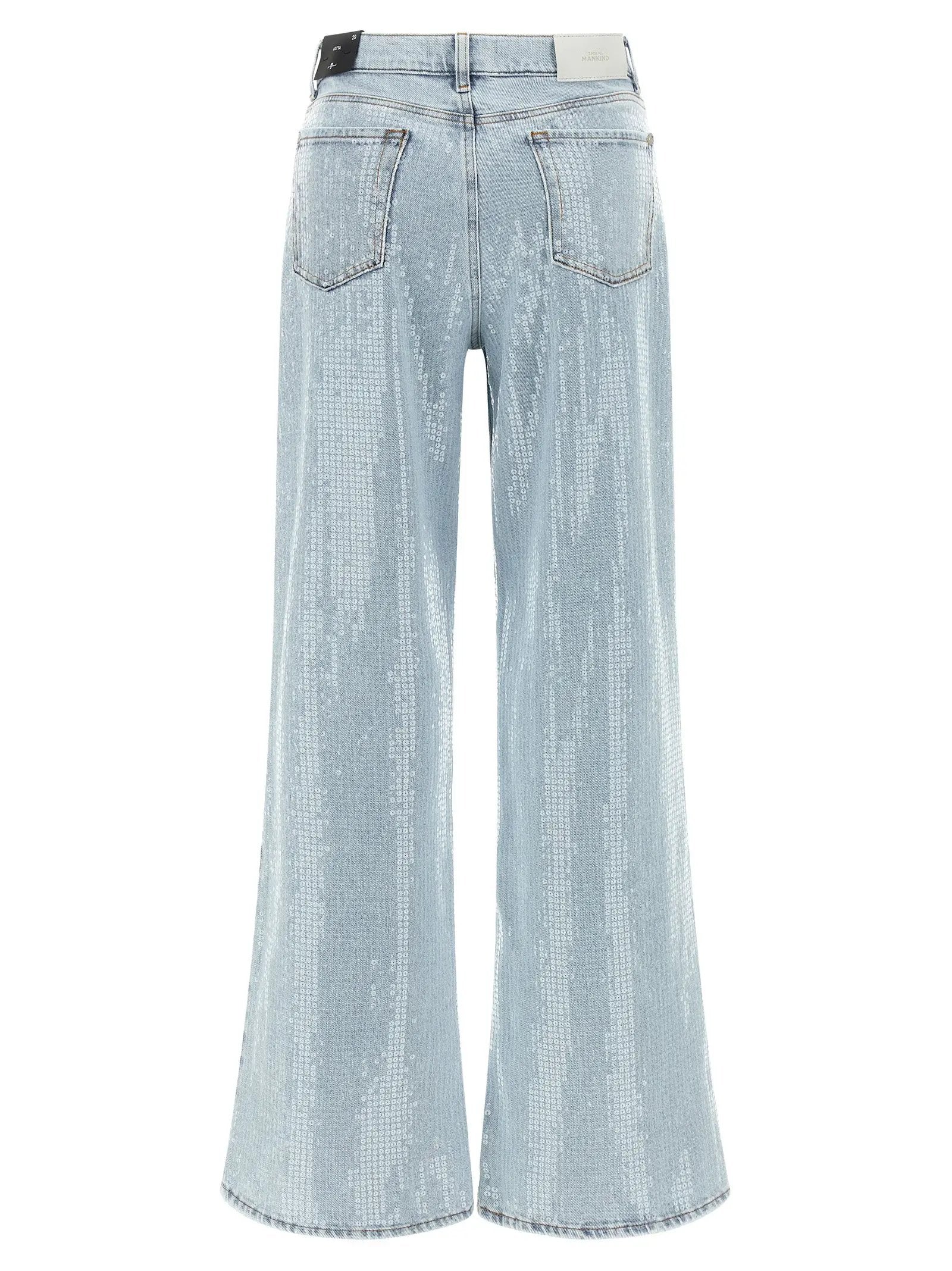 7 For All Mankind Blue Cotton Flared Jeans