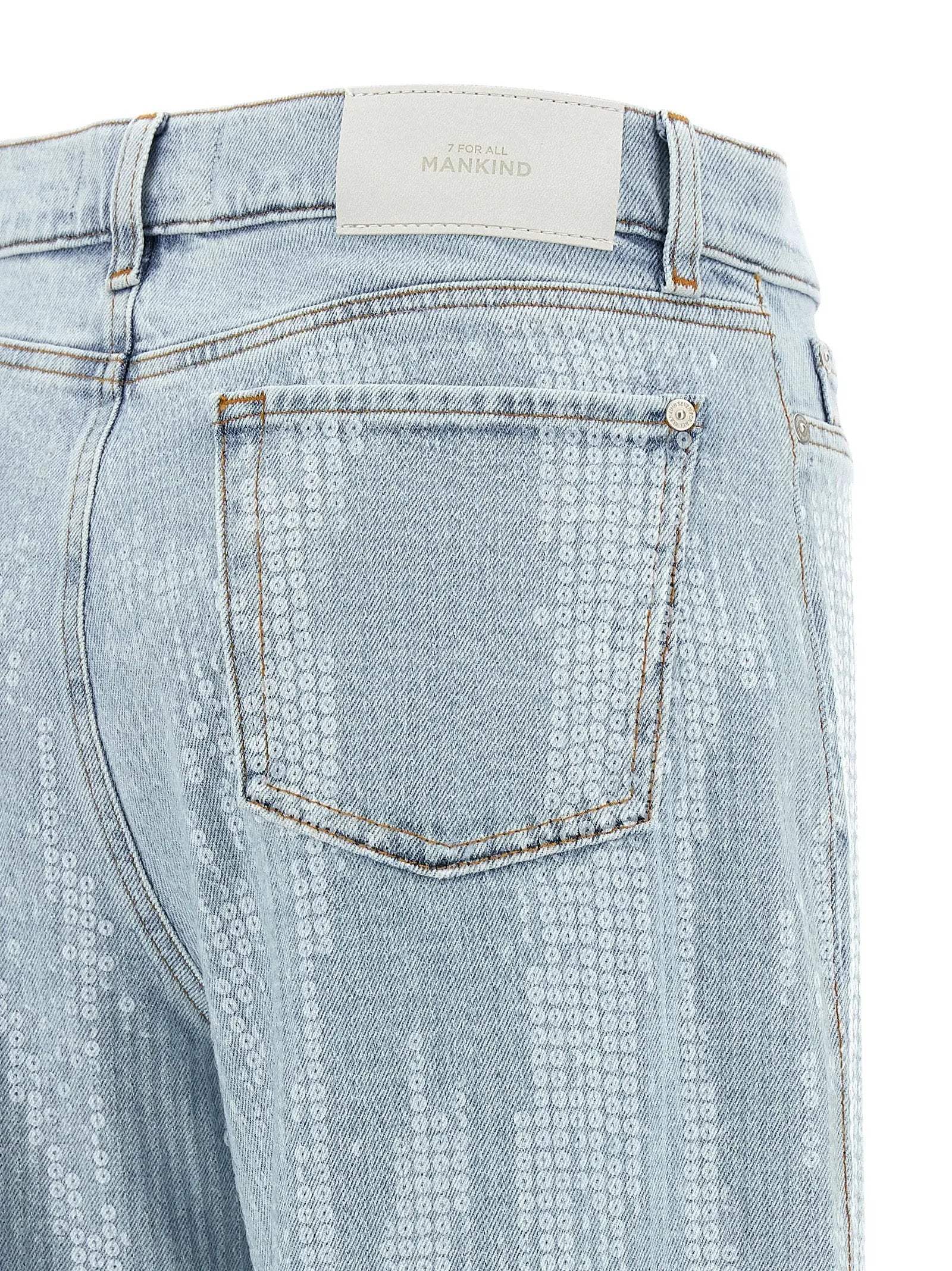 7 For All Mankind Blue Cotton Flared Jeans