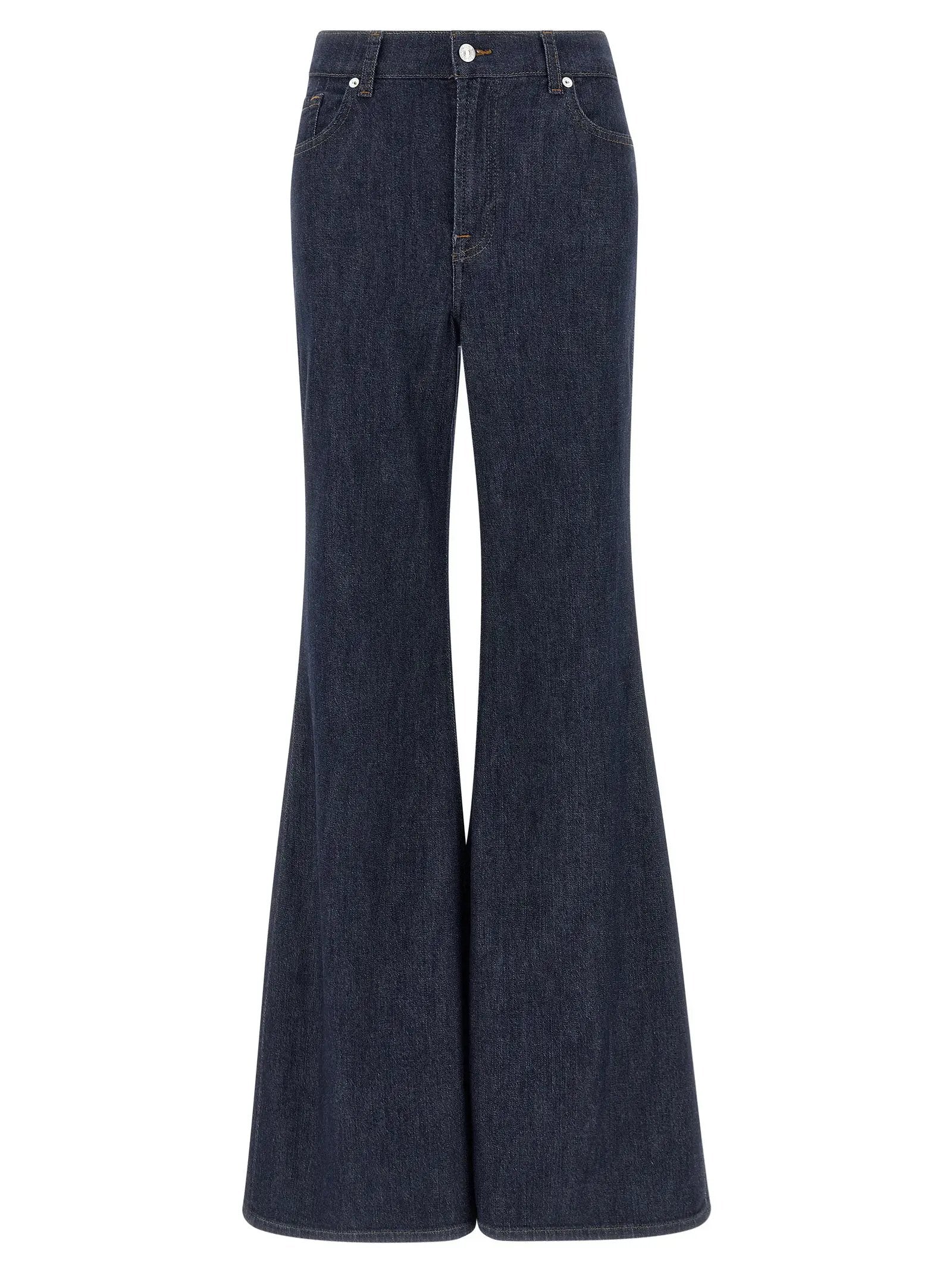 7 For All Mankind Blue Cotton Flared Jeans