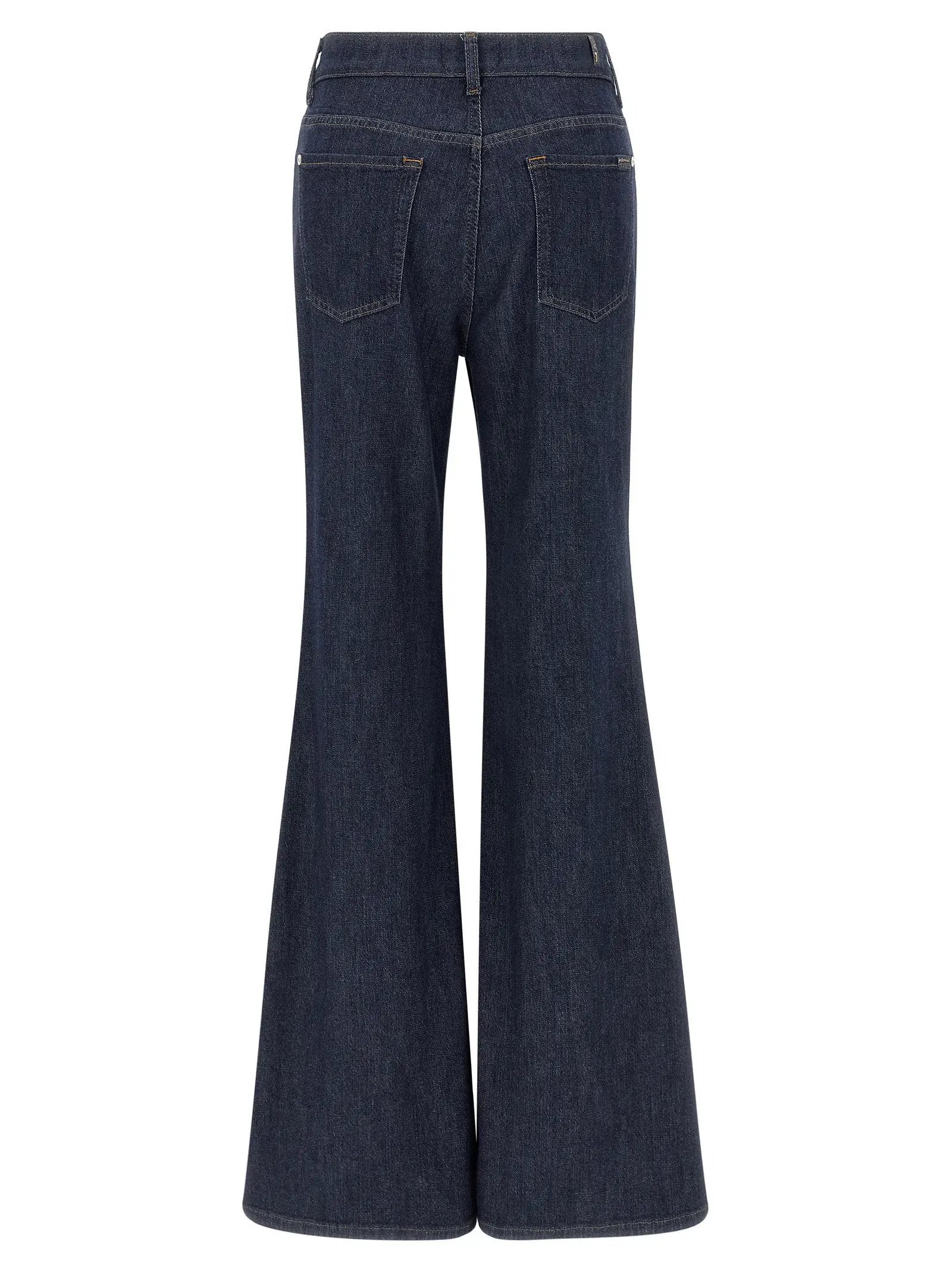 7 For All Mankind Blue Cotton Flared Jeans