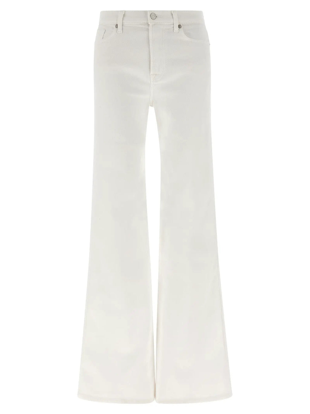 7 For All Mankind White Cotton Flared Jeans