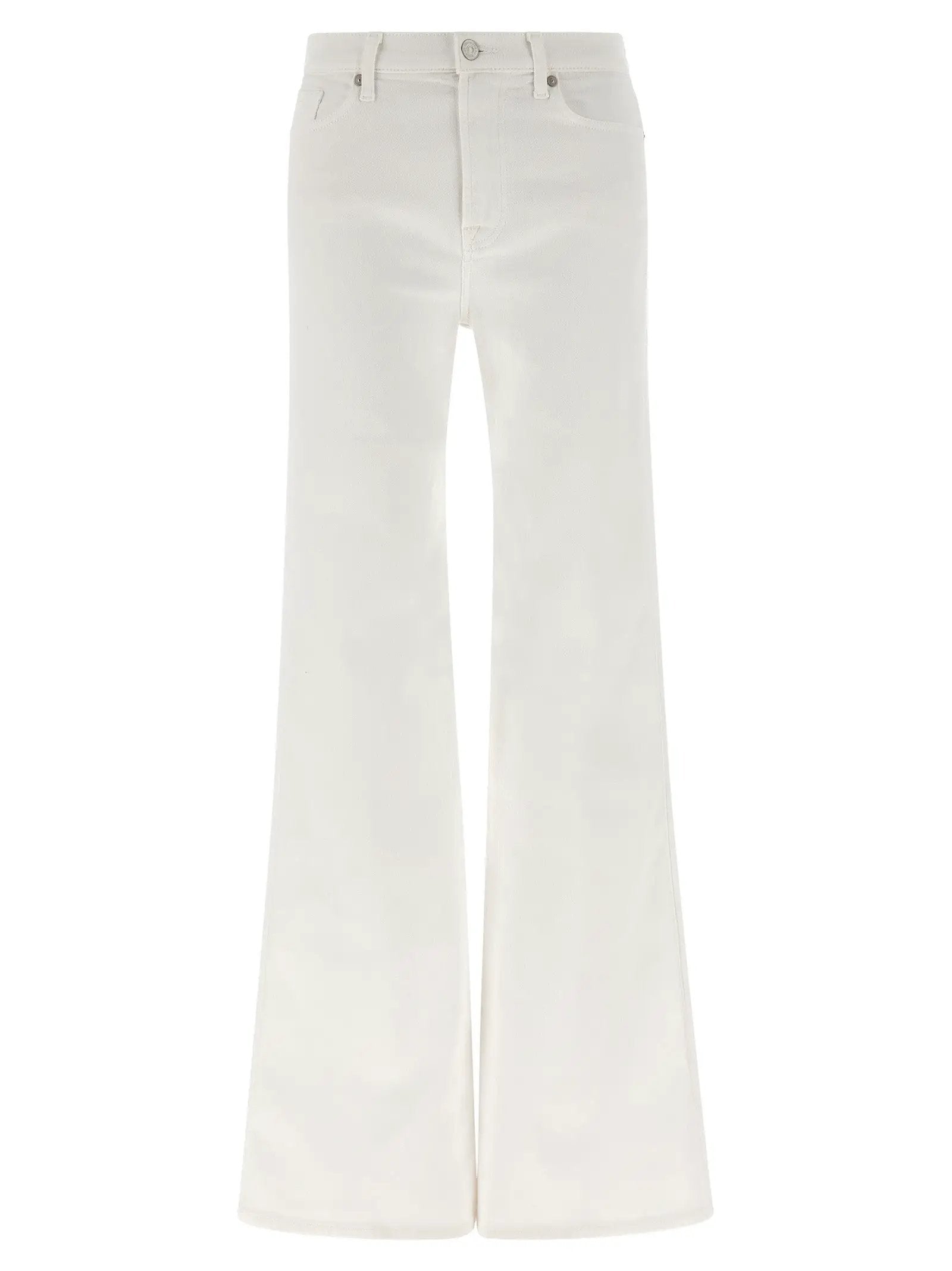 7 For All Mankind White Cotton Flared Jeans
