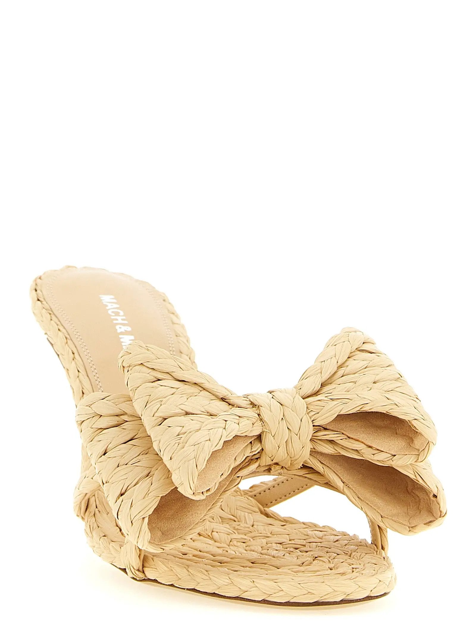 MACH & MACH Beige Raffia Stiletto Heel Sandals