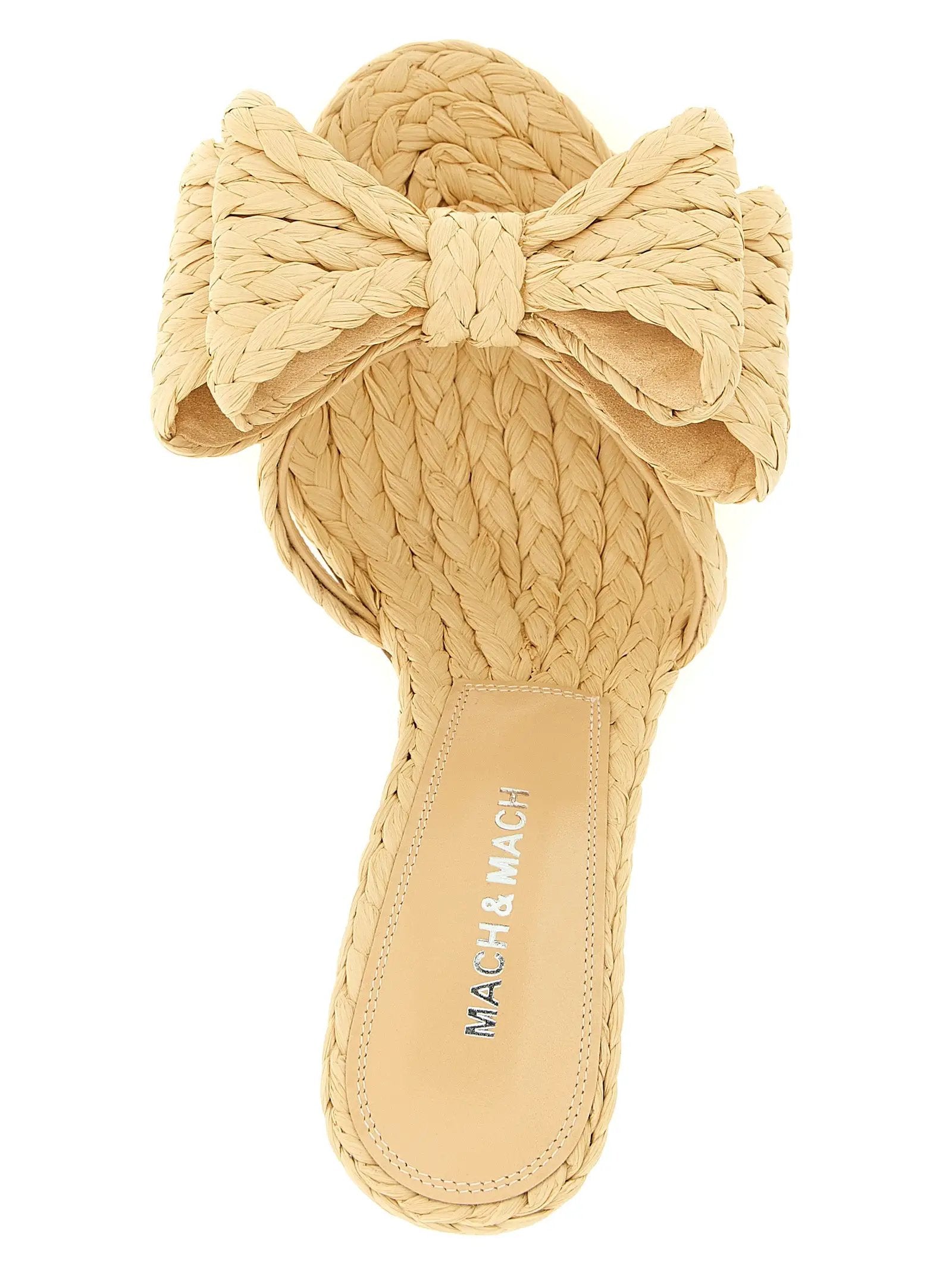 MACH & MACH Beige Raffia Stiletto Heel Sandals