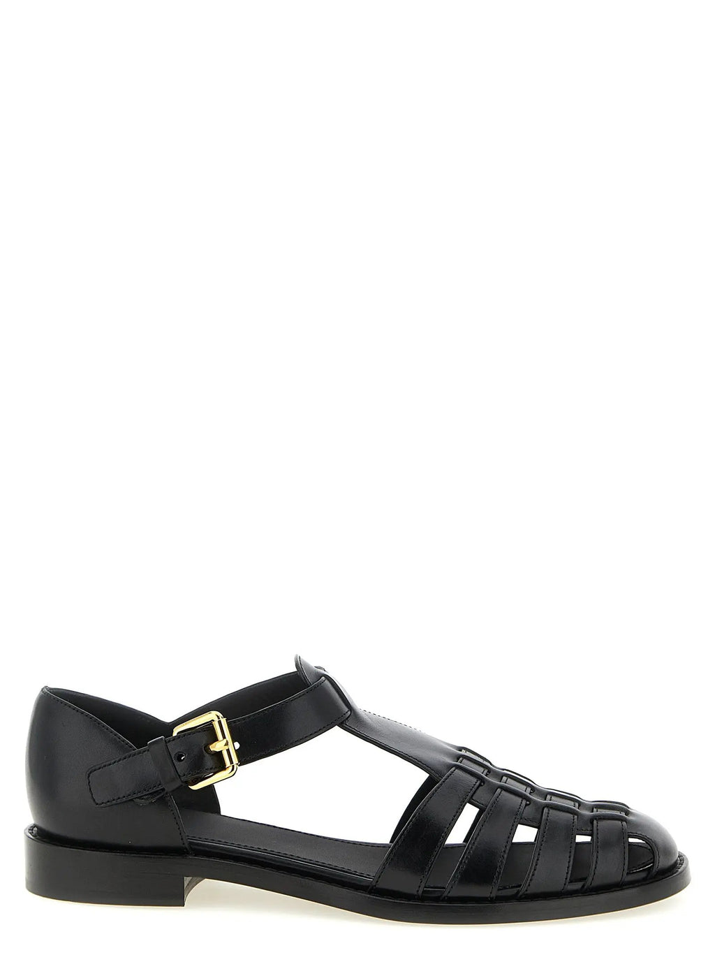 Church's Black Calfskin Flat Sandals
