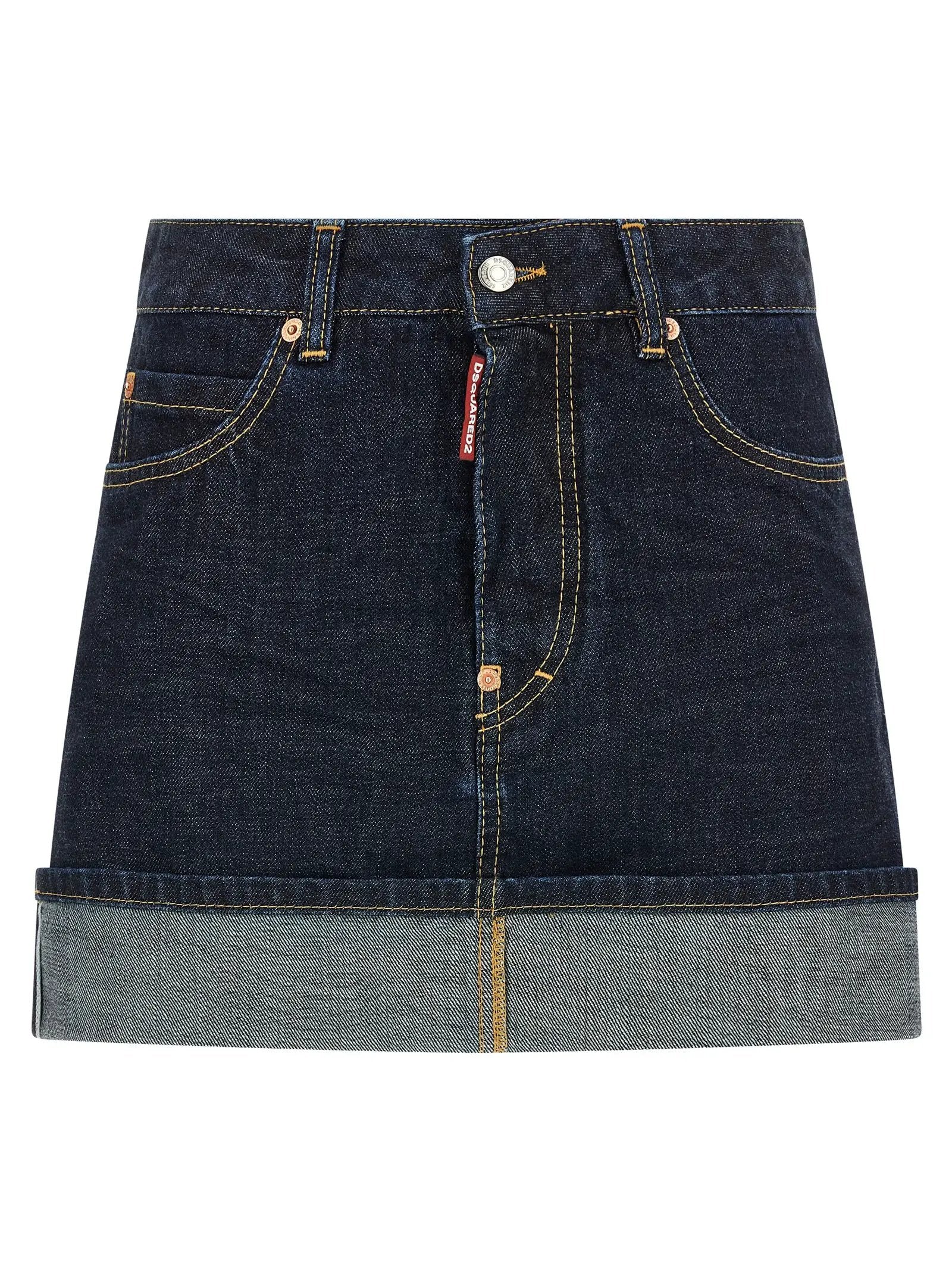 Dsquared² Blue Cotton Long Skirt