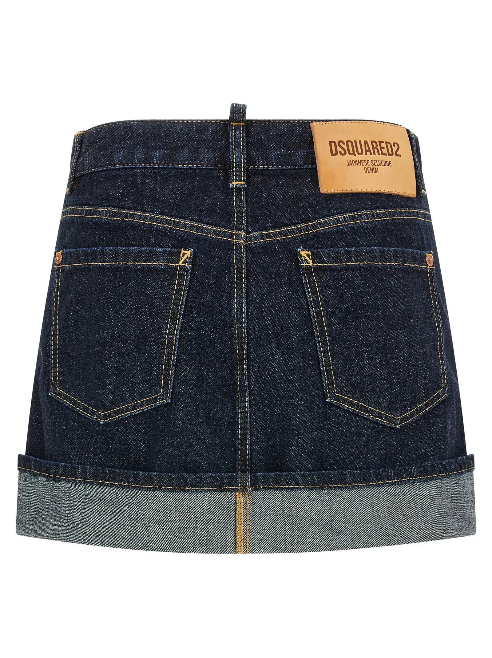 Dsquared² Blue Cotton Long Skirt