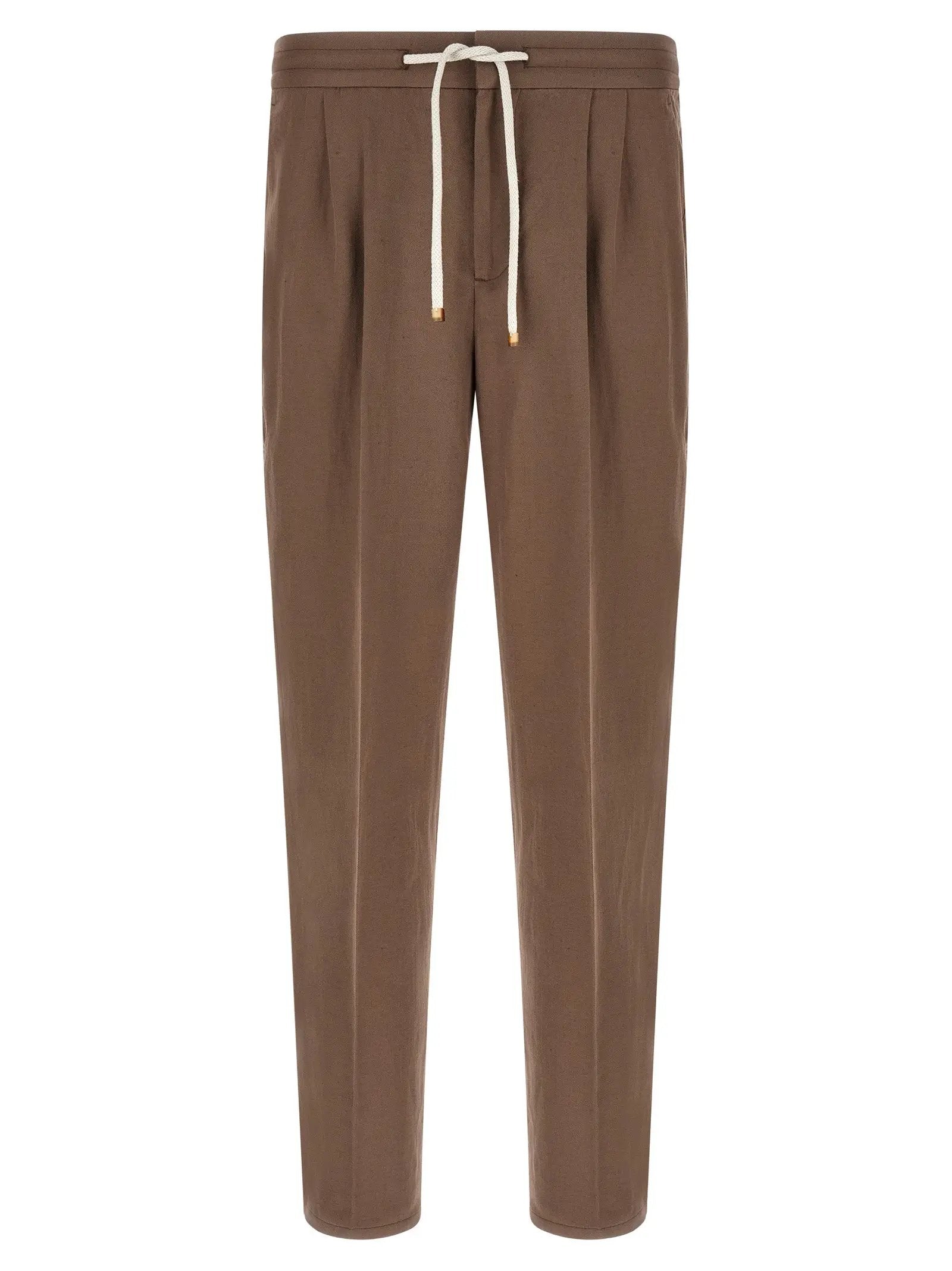 Brunello Cucinelli Pantalon décontracté en lin marron