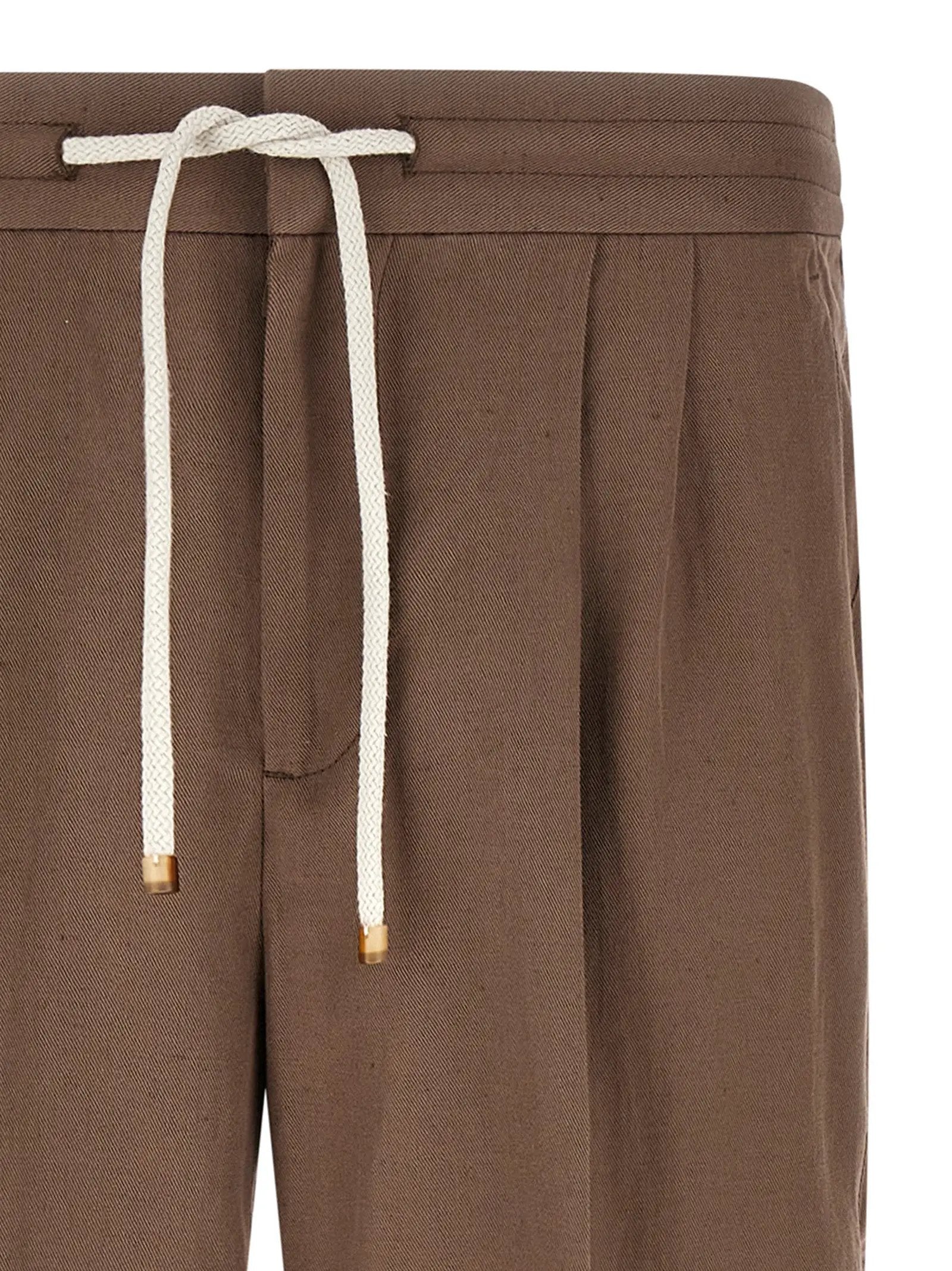 Brunello Cucinelli Pantalon décontracté en lin marron